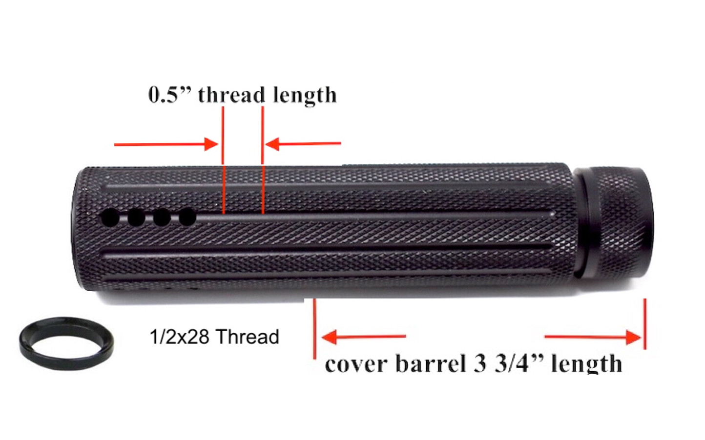 1/2X28 .223 22lr Slip Over The Barrel Cover screw inside Aluminum 1/2X28 .223 22lr Slip Over The Barrel Cover screw inside Aluminum