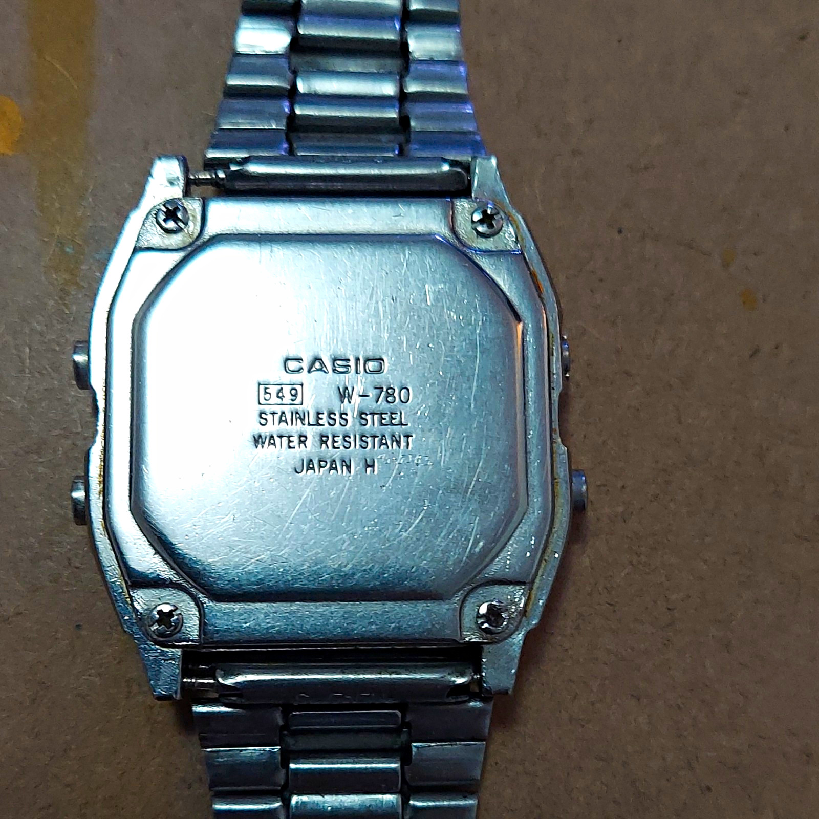 Vintage Casio W-780 Digital Watch 1987 Module 549 All Stainless Steel Screwback