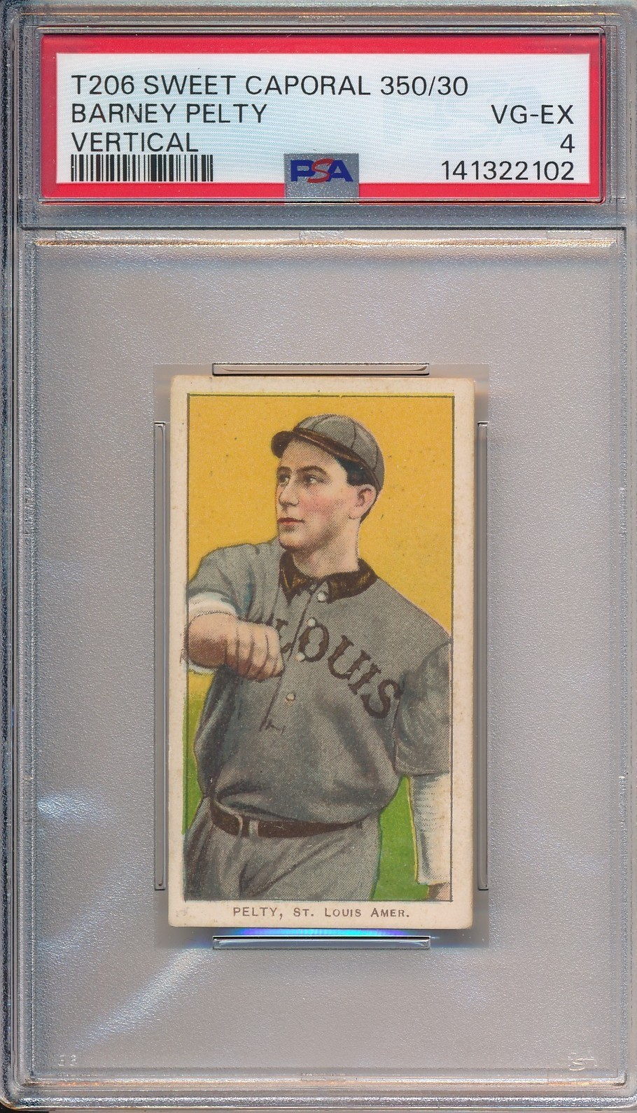 1910 SWEET CAP - BARNEY PELTY VERTICAL - PSA 4 VG-EX (SVSC) FRESHLY GRADED 1910 SWEET CAP - BARNEY PELTY VERTICAL - PSA 4 VG-EX (SVSC) FRESHLY GRADED