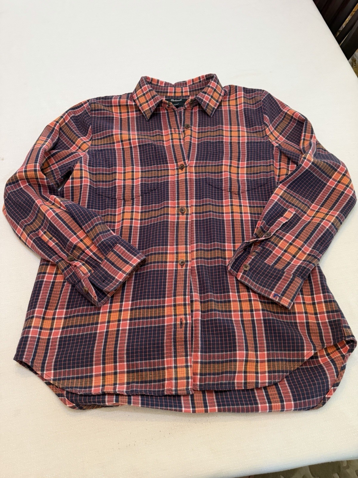 MADEWELL Women\'s Classic Flannel Shirt Medium Great Fall Colors Excellent Cond