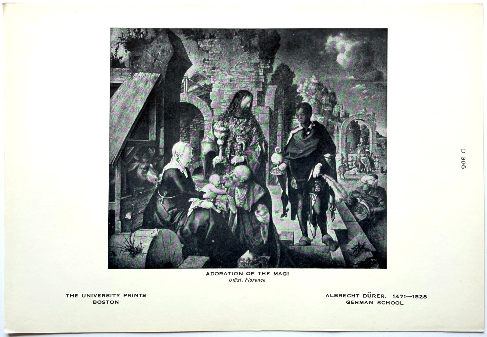 c1920-30s Adoration Of The Magi Half Tone Print Albrecht Durer Uffizi Florence