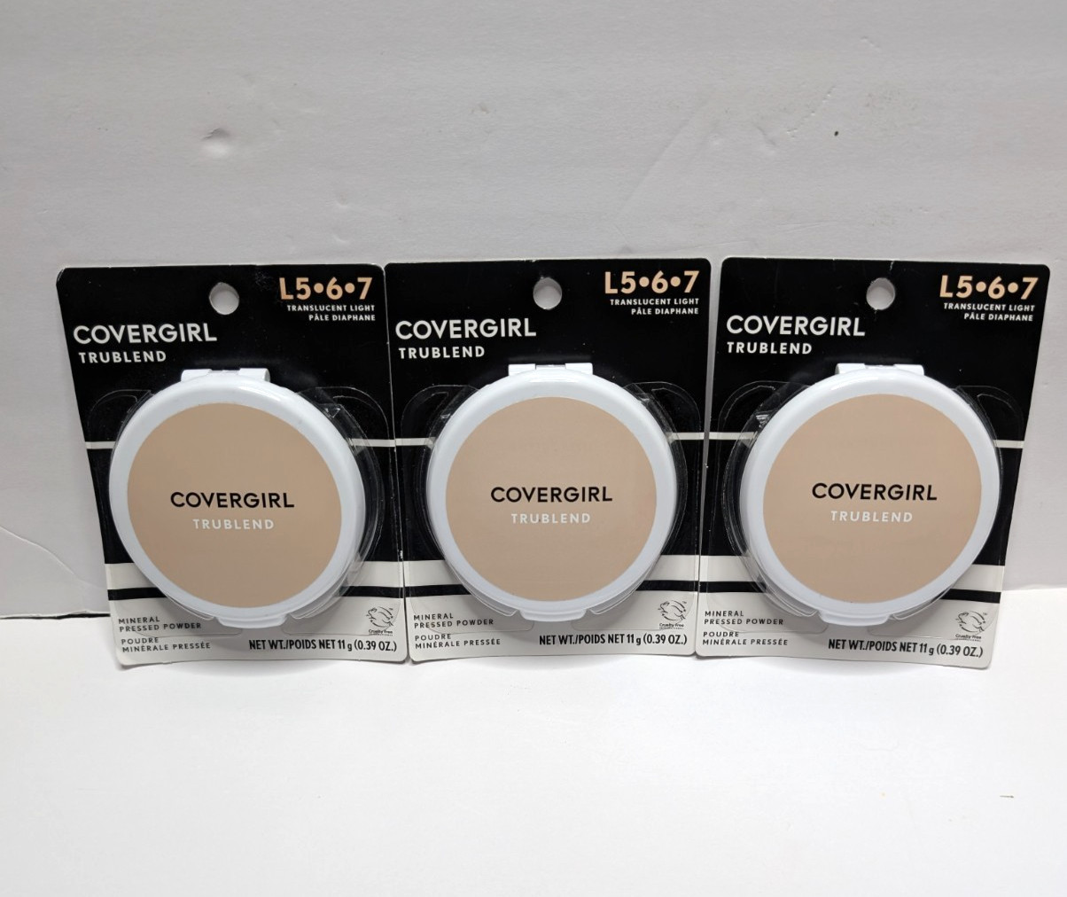 3 x Covergirl TruBlend Mineral Pressed Powder Translucent Light L 5•6•7