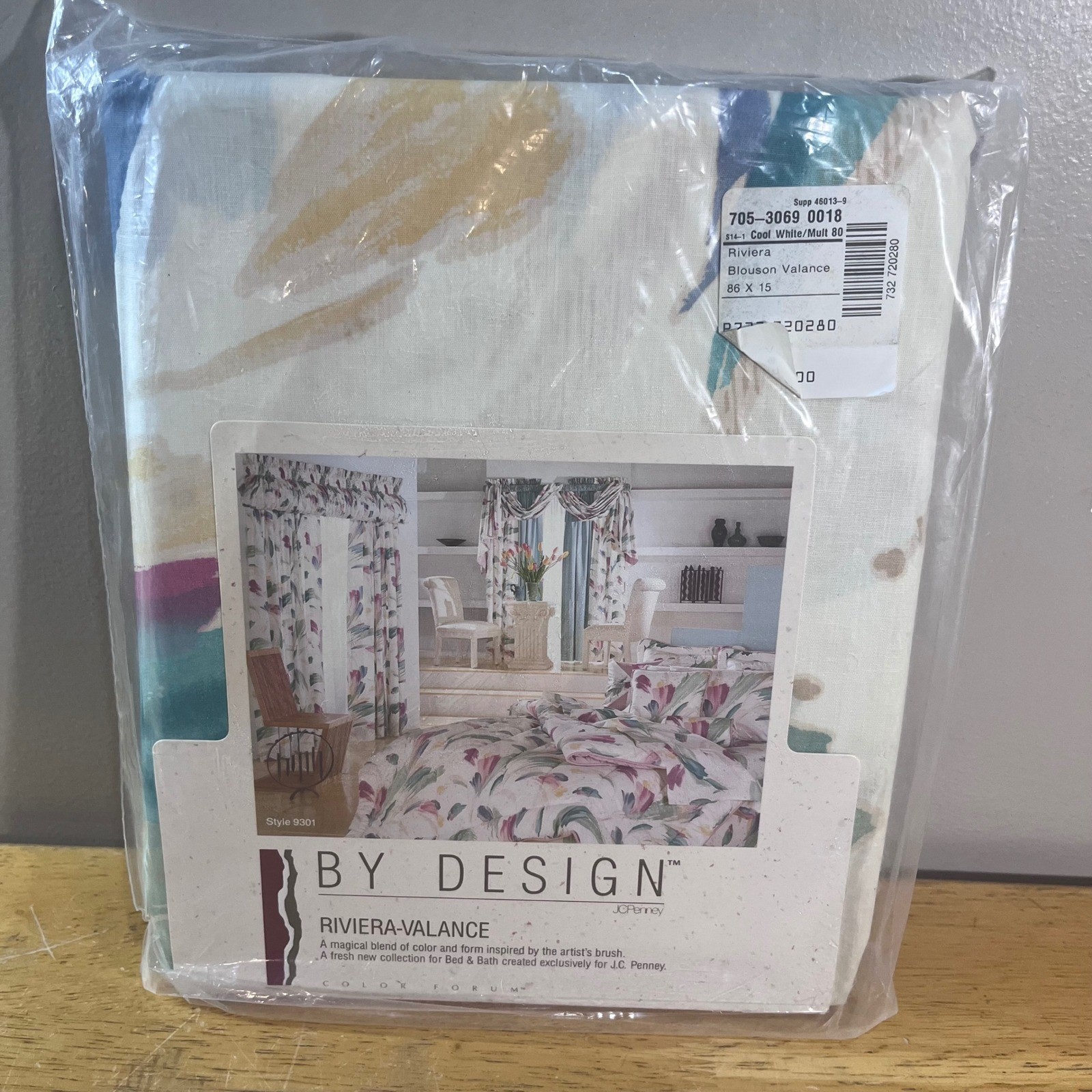 Vtg JCPenney By Design Riviera Valance 86x15 White Multi New Watercolor Floral