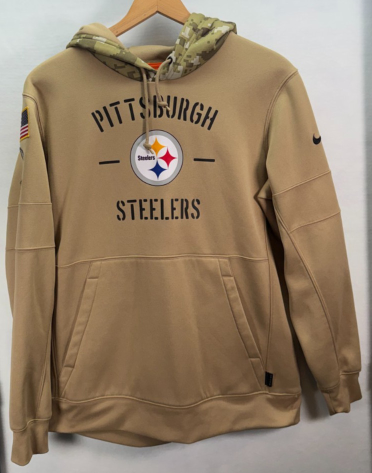 Nike Pittsburgh Steelers Salute To Service Therma Hoodie Tan Digi Camo L Dri-FIT