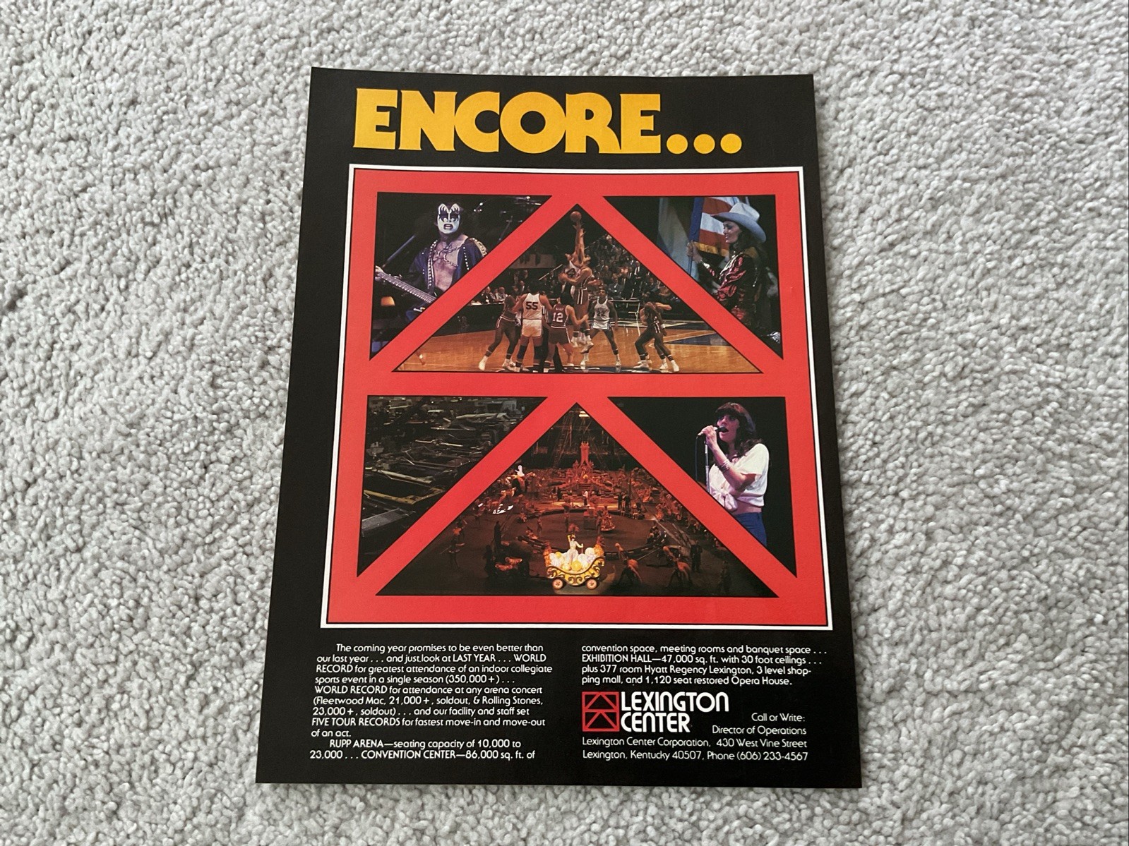KISS GENE SIMMONS 1978 KENTUCKY LEXINGTON CENTER RUPP ARENA VINTAGE AD