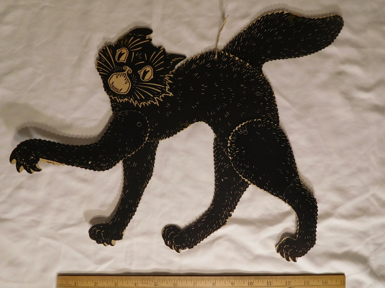 Antique Halloween Jointed Beistle 2-Sided Black Cat 
