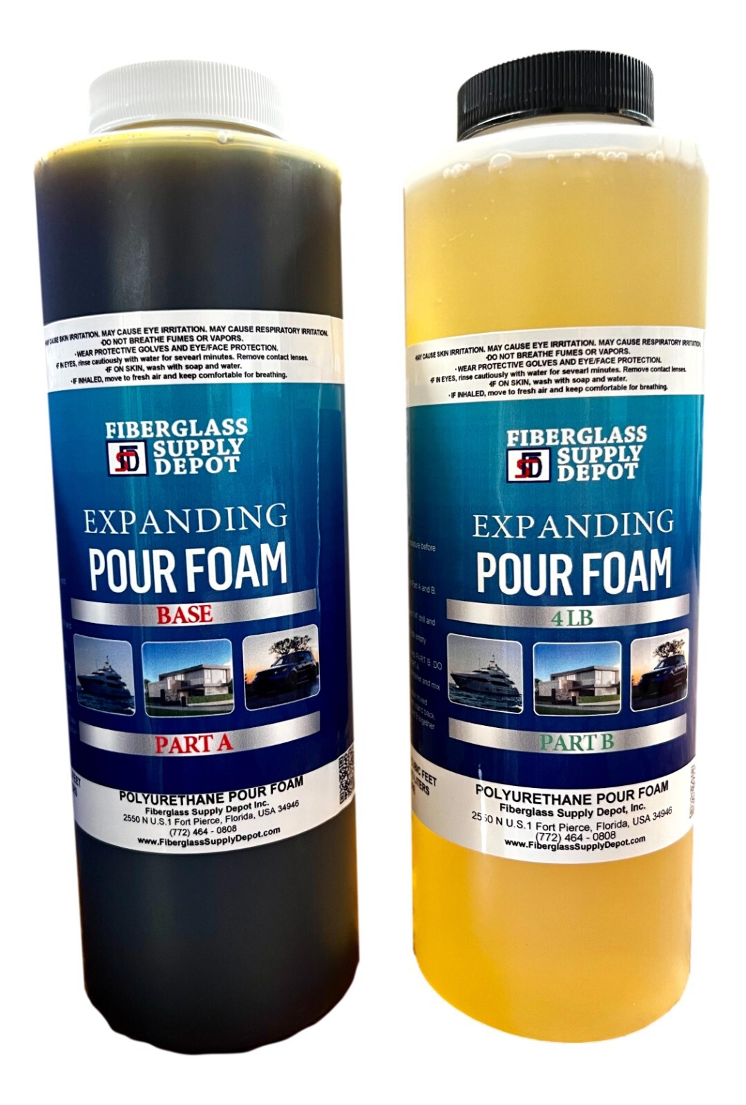 Liquid 4Lb Density Expanding 2 Part Closed Cell Polyurethane Pour Foam: Qt. Kit