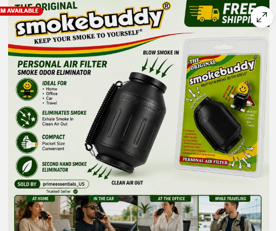 SmokeBuddy Original Personal Air Filter Smoke Odor Eliminator Black New