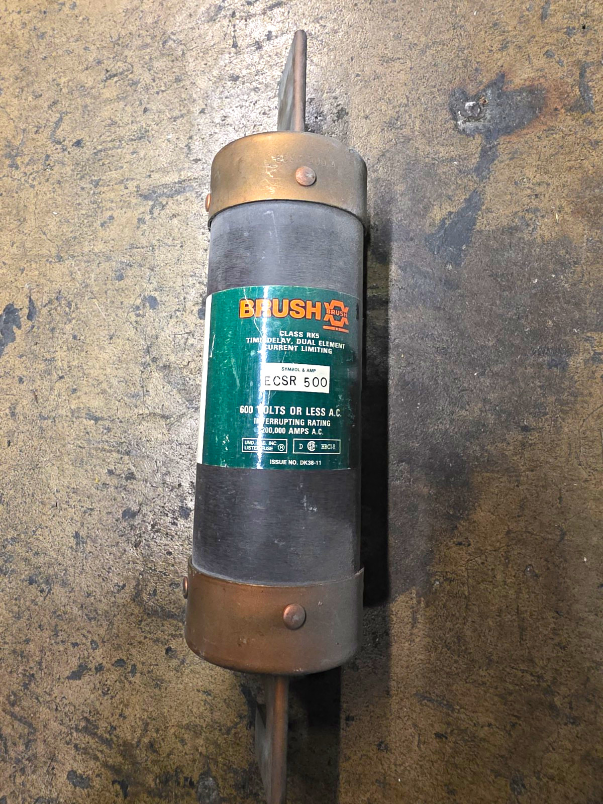 BRUSH ECSR 500 500A 600VAC Current-Limiting HRC Time-Delay Bolt-On Fuse