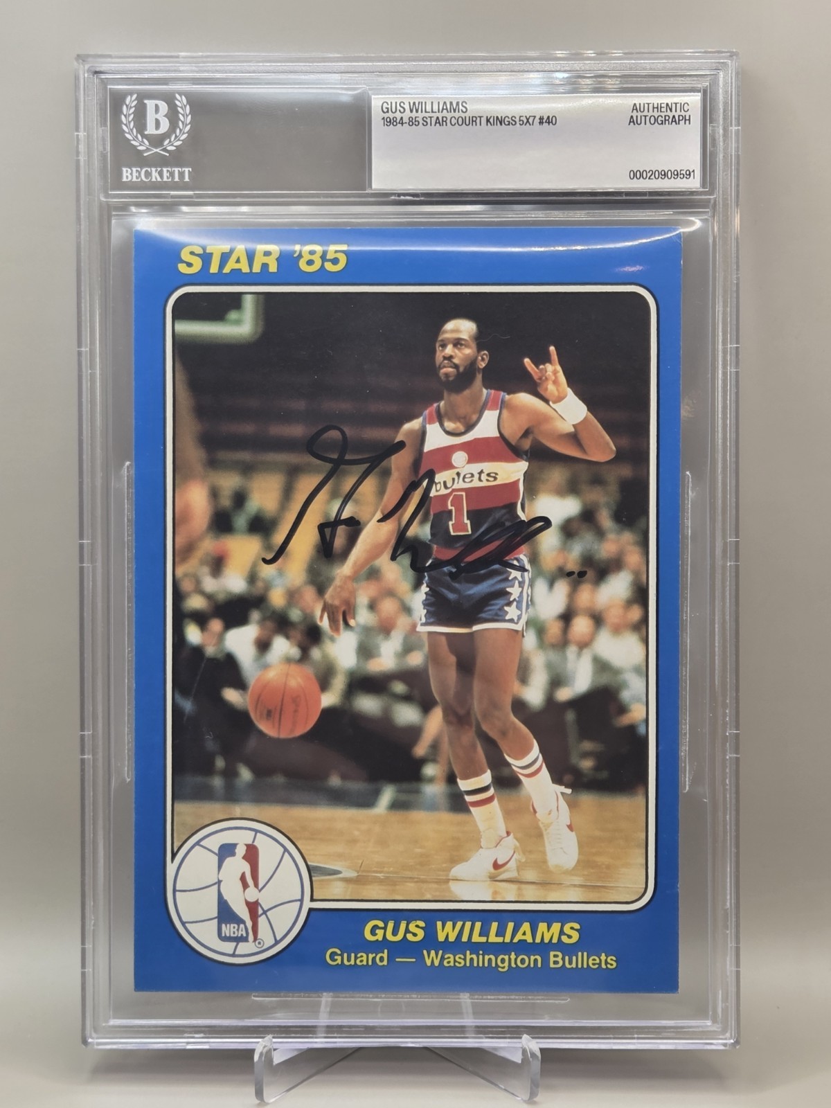 GUS WILLIAMS signed autographed 1984-85 STAR COURT KINGS CARD BECKETT BAS RARE GUS WILLIAMS signed autographed 1984-85 STAR COURT KINGS CARD BECKETT BAS RARE