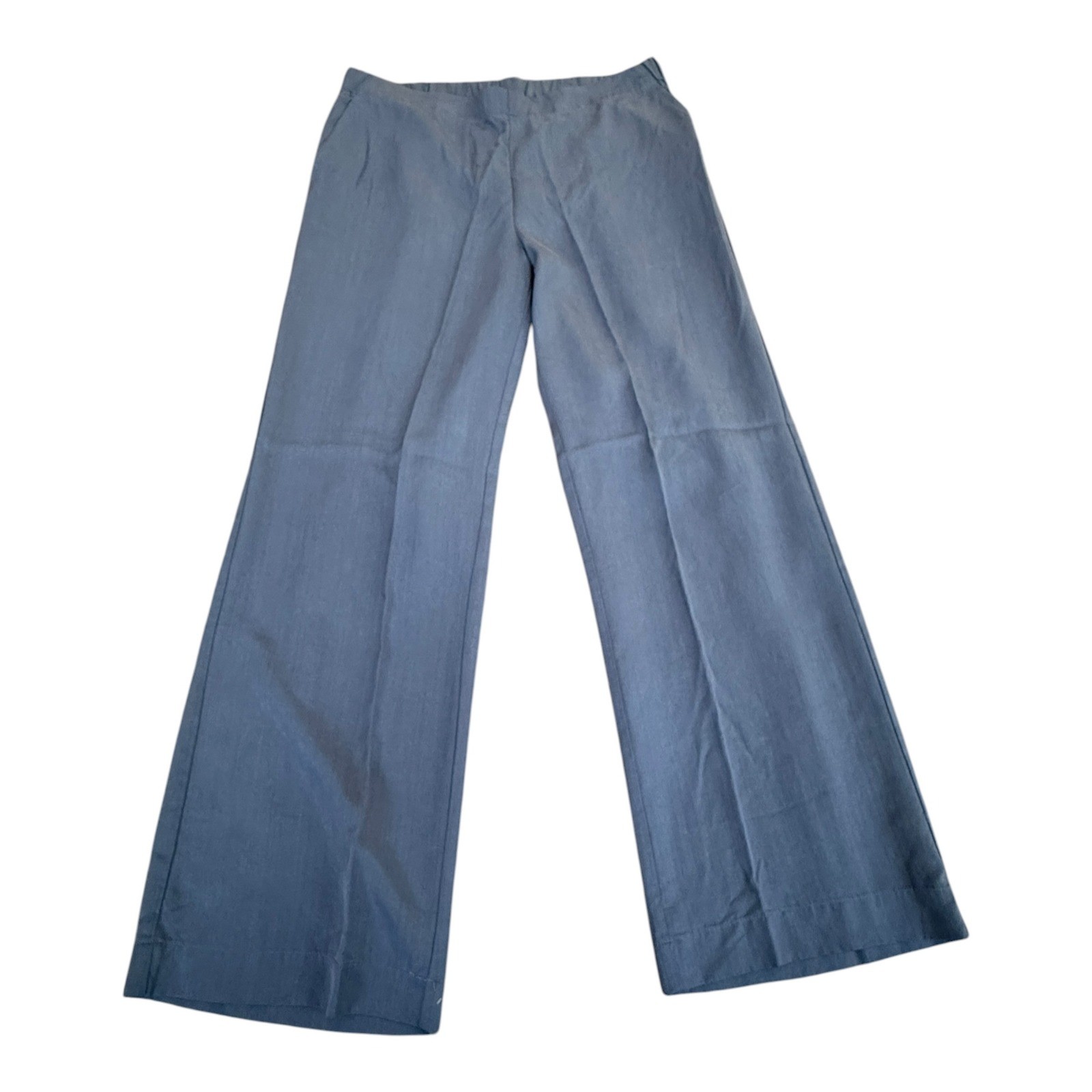 J. Jill Pure Jill Pants Womens Medium Blue Tencel Lyocell Wide Leg Elastic Waist