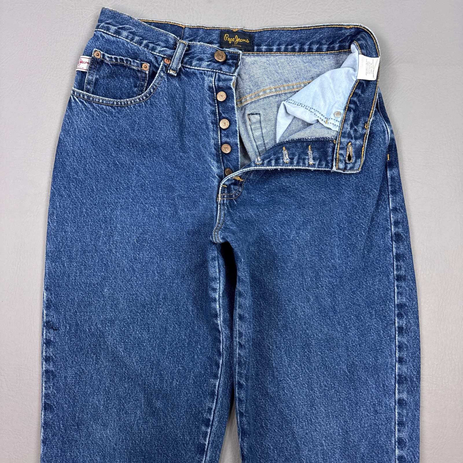Vintage Pepe Jeans Womens 30 Blue Button Fly Denim Pants Made USA Faded 28x30
