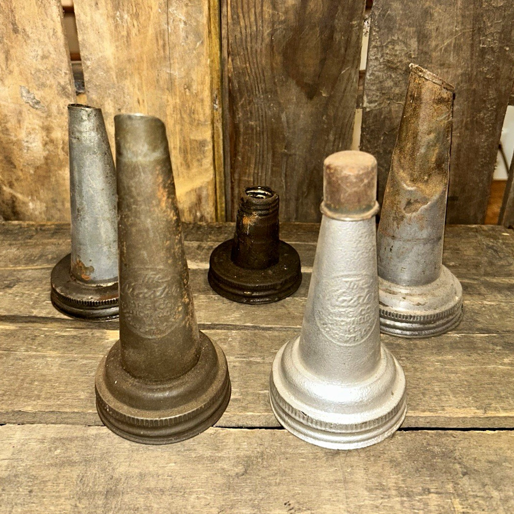 Vintage Gas & Oil Nozzles/Spouts Lot of 5 Metal Gray/Silver Vintage Gas & Oil Nozzles/Spouts Lot of 5 Metal Gray/Silver