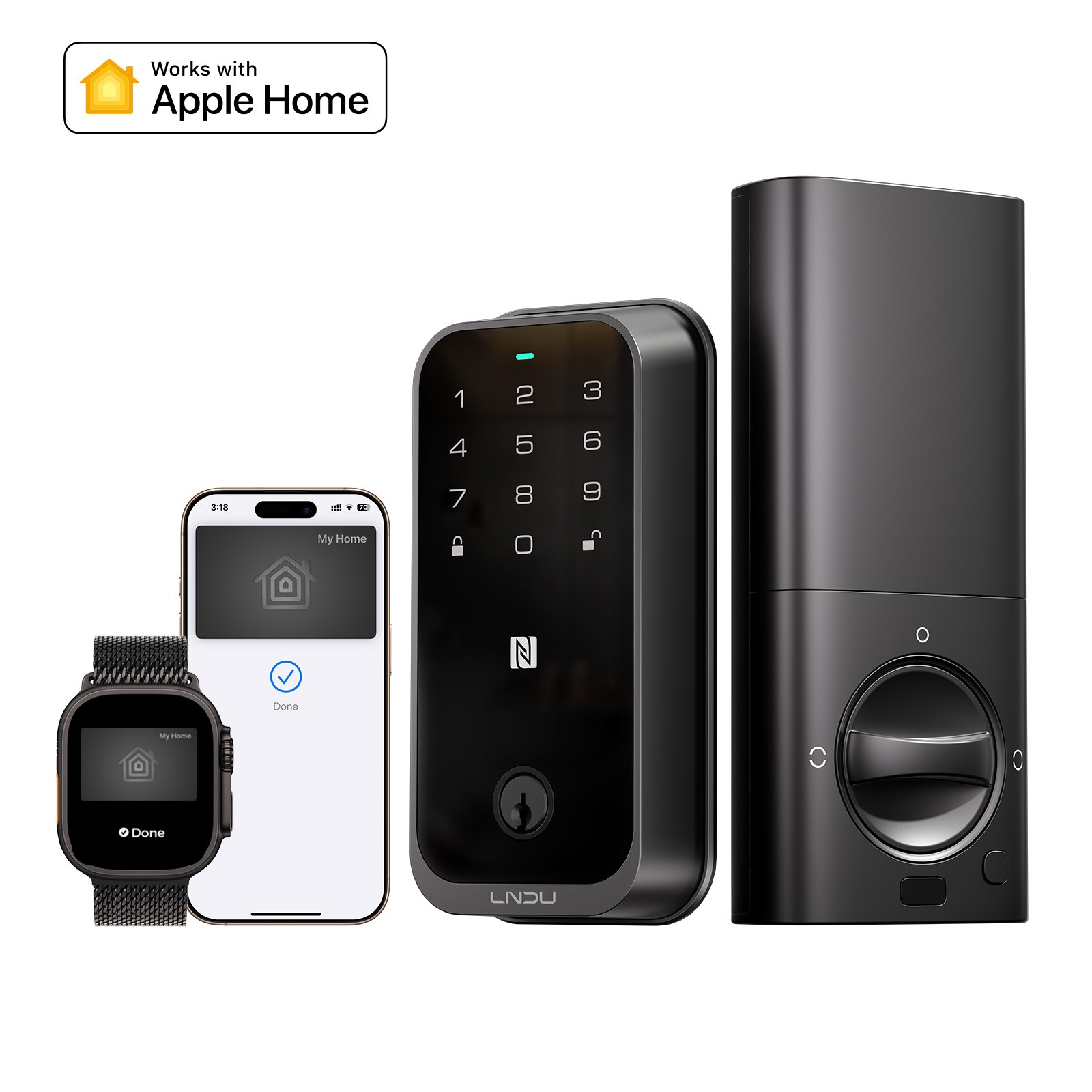 LNDU Smart Door Lock Fingerprint Deadbolt Keypad Apple HomeKit APP Keyless Entry