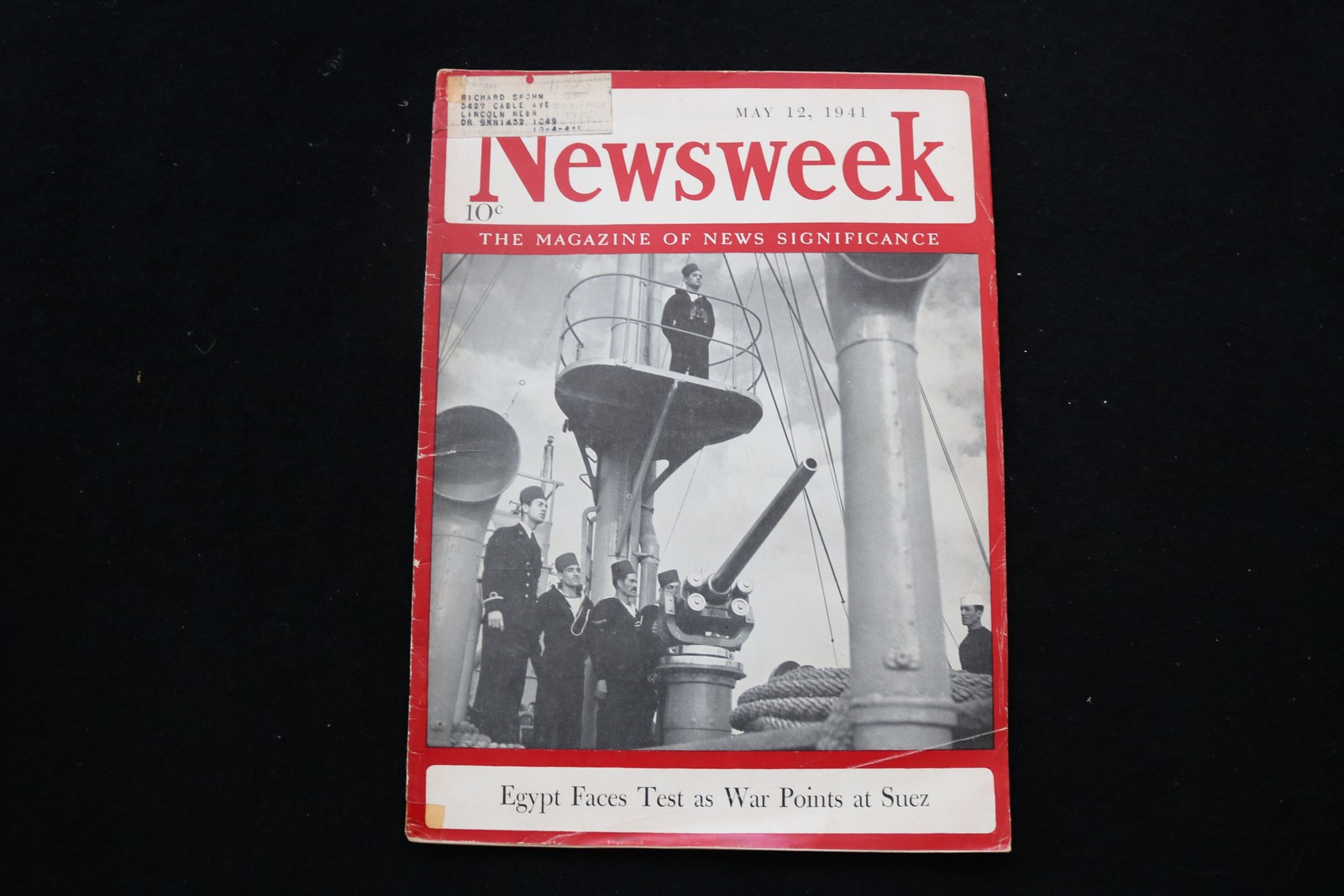 1941 MAY 12 NEWSWEEK MAGAZINE - EGYPT FACES TEST, WAR AT SUEZ COVER - NW 978 1941 MAY 12 NEWSWEEK MAGAZINE - EGYPT FACES TEST, WAR AT SUEZ COVER - NW 978