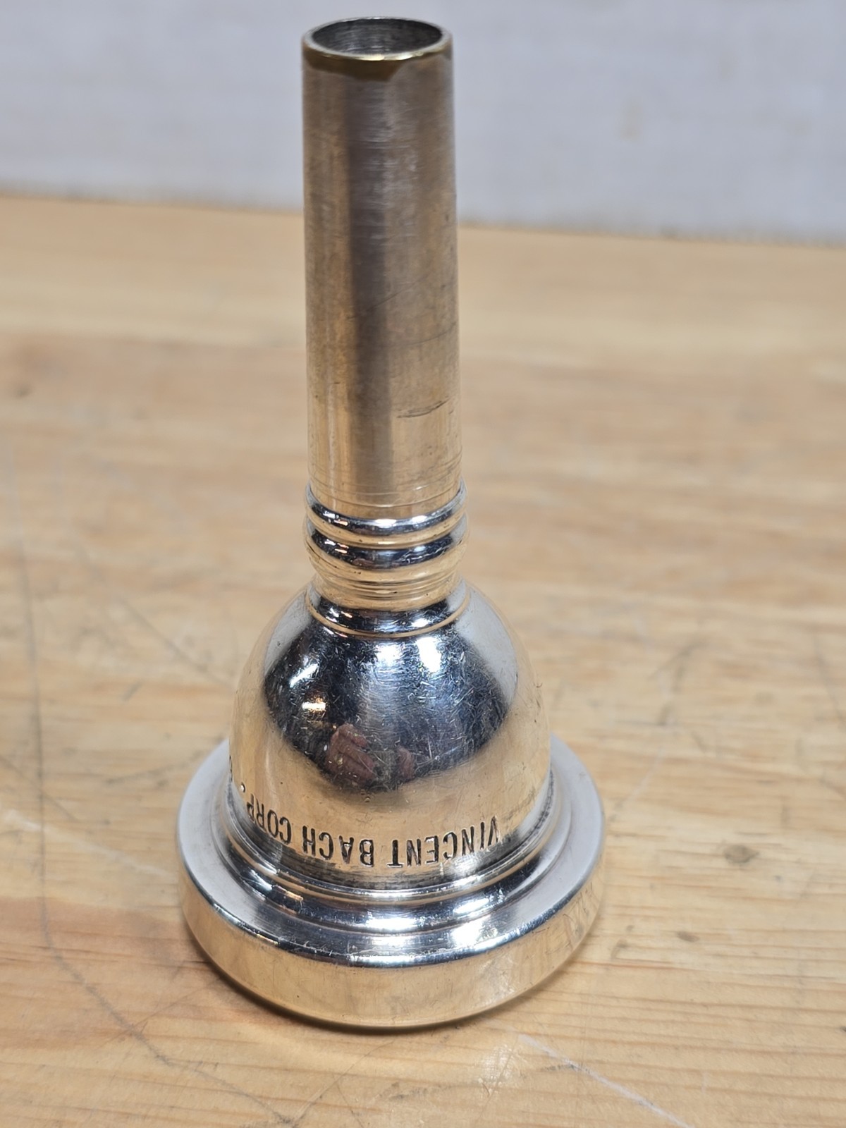 Vintage Vincent Bach Corp. 6 1/2 AL Trombone Mouthpiece Small Shank Silver Plate