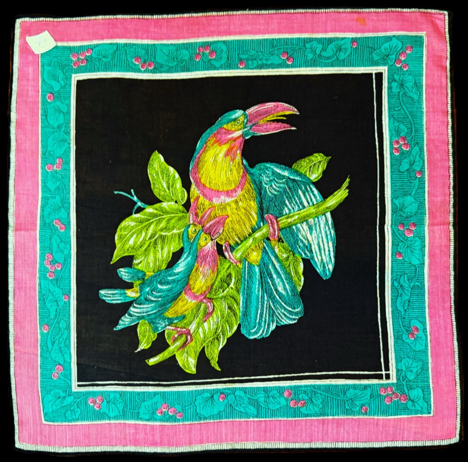 MWT Vtg. 60s 70s FISBA Handkerchief BIRD OF PARADISE MWT Vtg. 60s 70s FISBA Handkerchief BIRD OF PARADISE