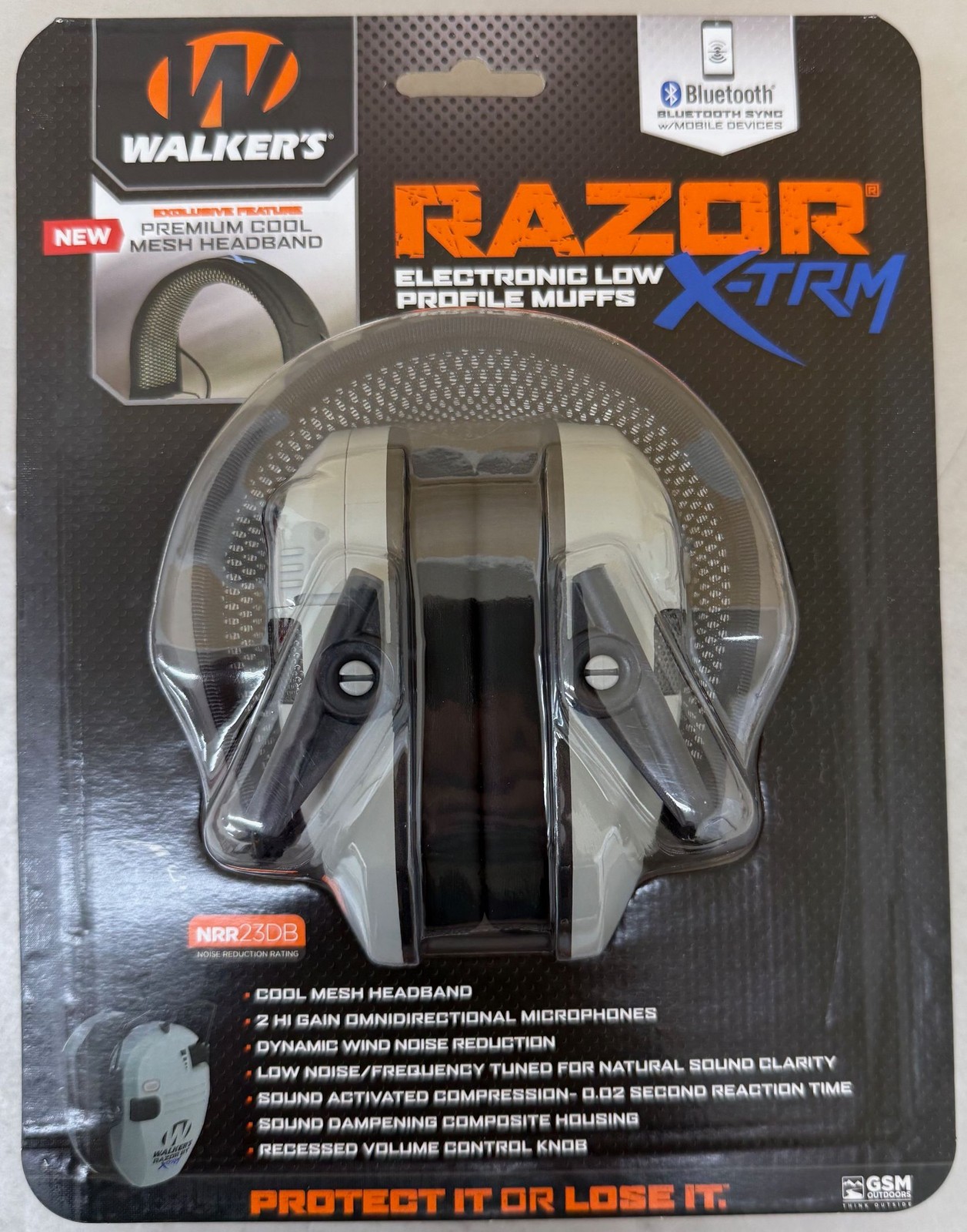 Walkers GWP-XRSEM-BT-GY Razor X-TRM Electronic Low Profile Muffs Bluetooth