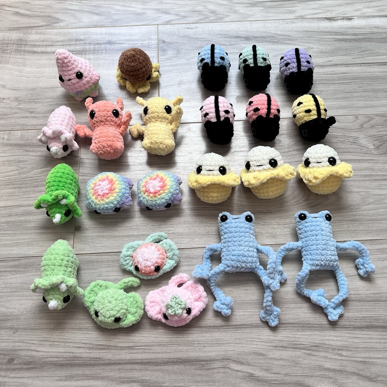 Handmade Mini Crochet Plushie Lot of 23 Assorted Animals, Market Prep, Birthday 