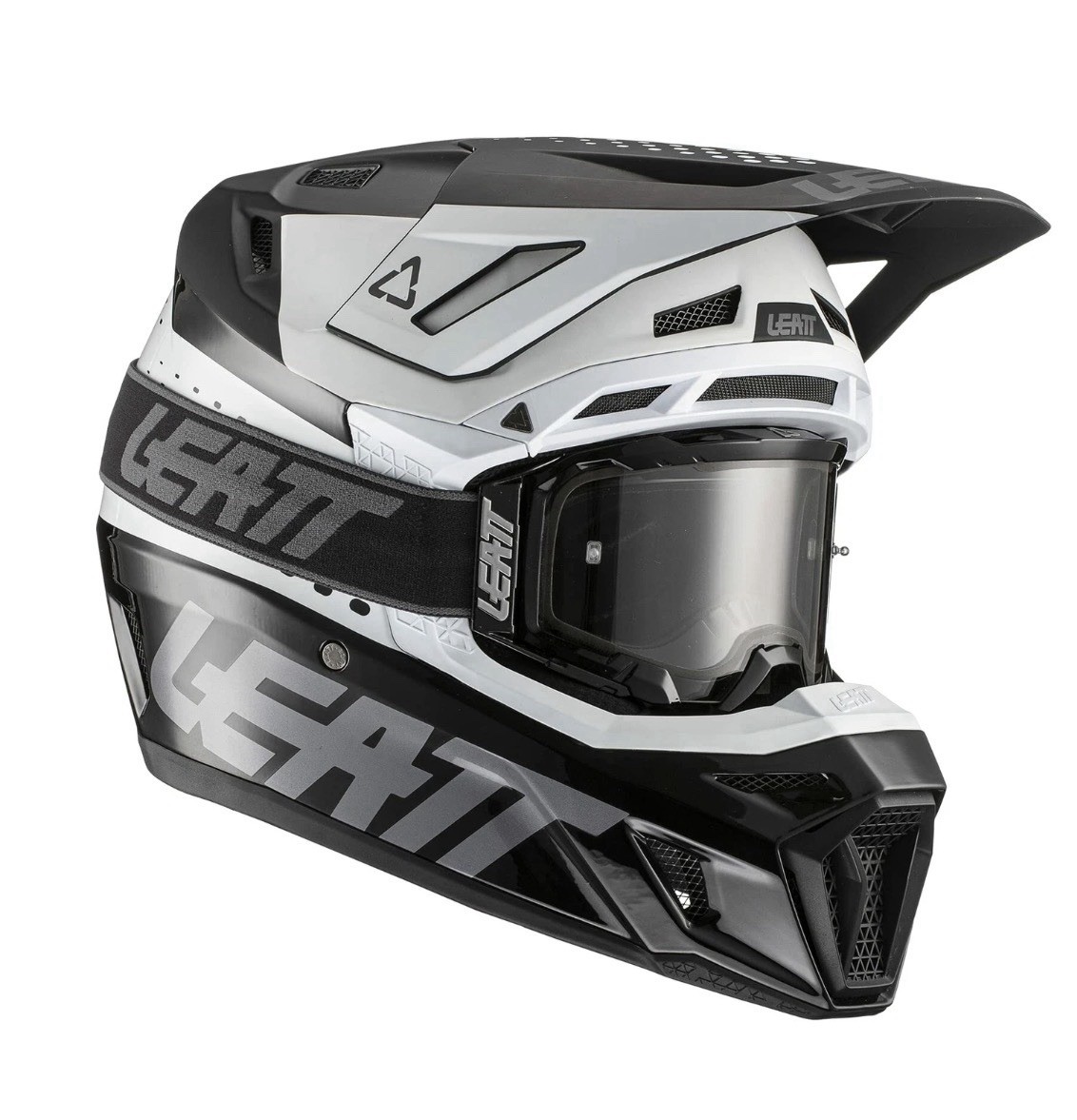 Brand New LEATT HELMET KIT MOTO 8.5 V22 - BLACK/WHITE Adult XL