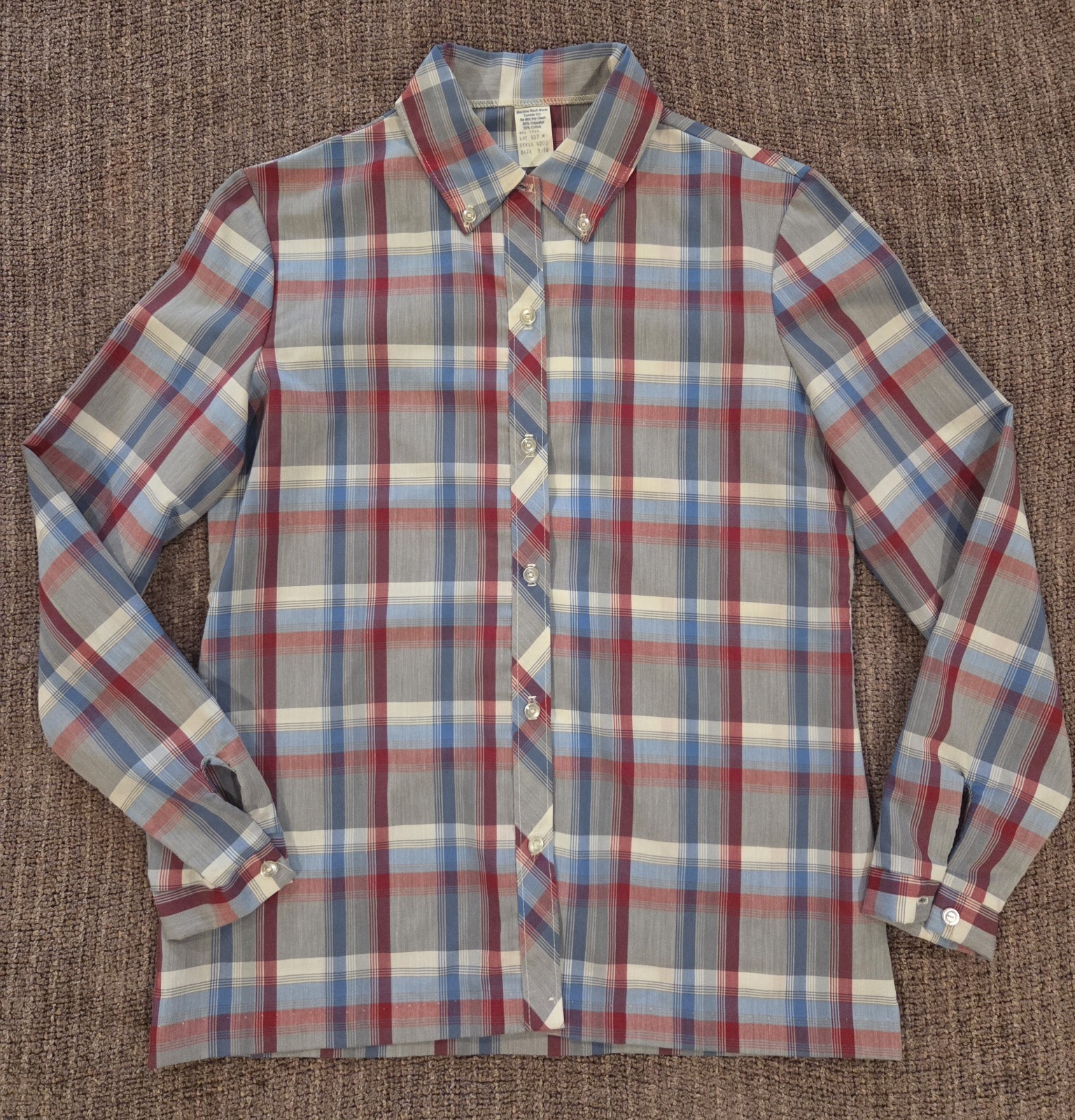 VTG 1970s Marlene Industries Plaid Blouse 9/10 (S) Dagger Collar Button Up VTG 1970s Marlene Industries Plaid Blouse 9/10 (S) Dagger Collar Button Up
