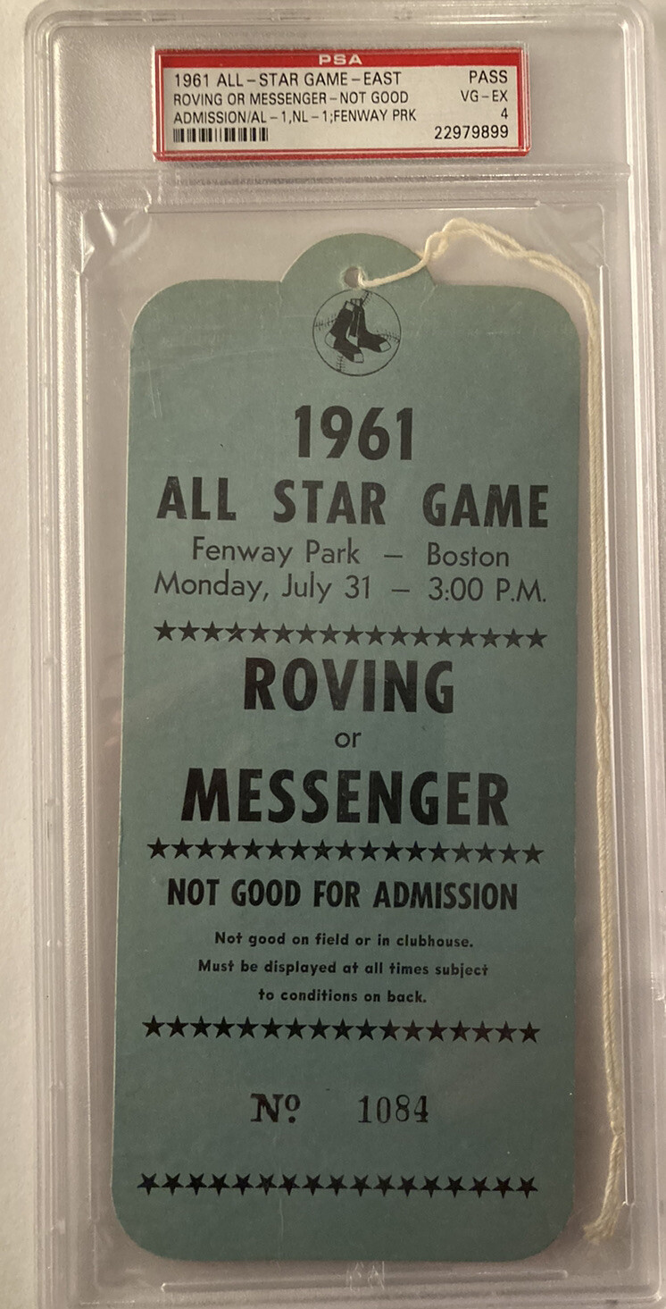 1961 All-Star GM Red Sox PSA Pass Ticket Sandy Koufax 2 IP/Willie Mays/Fenway PK