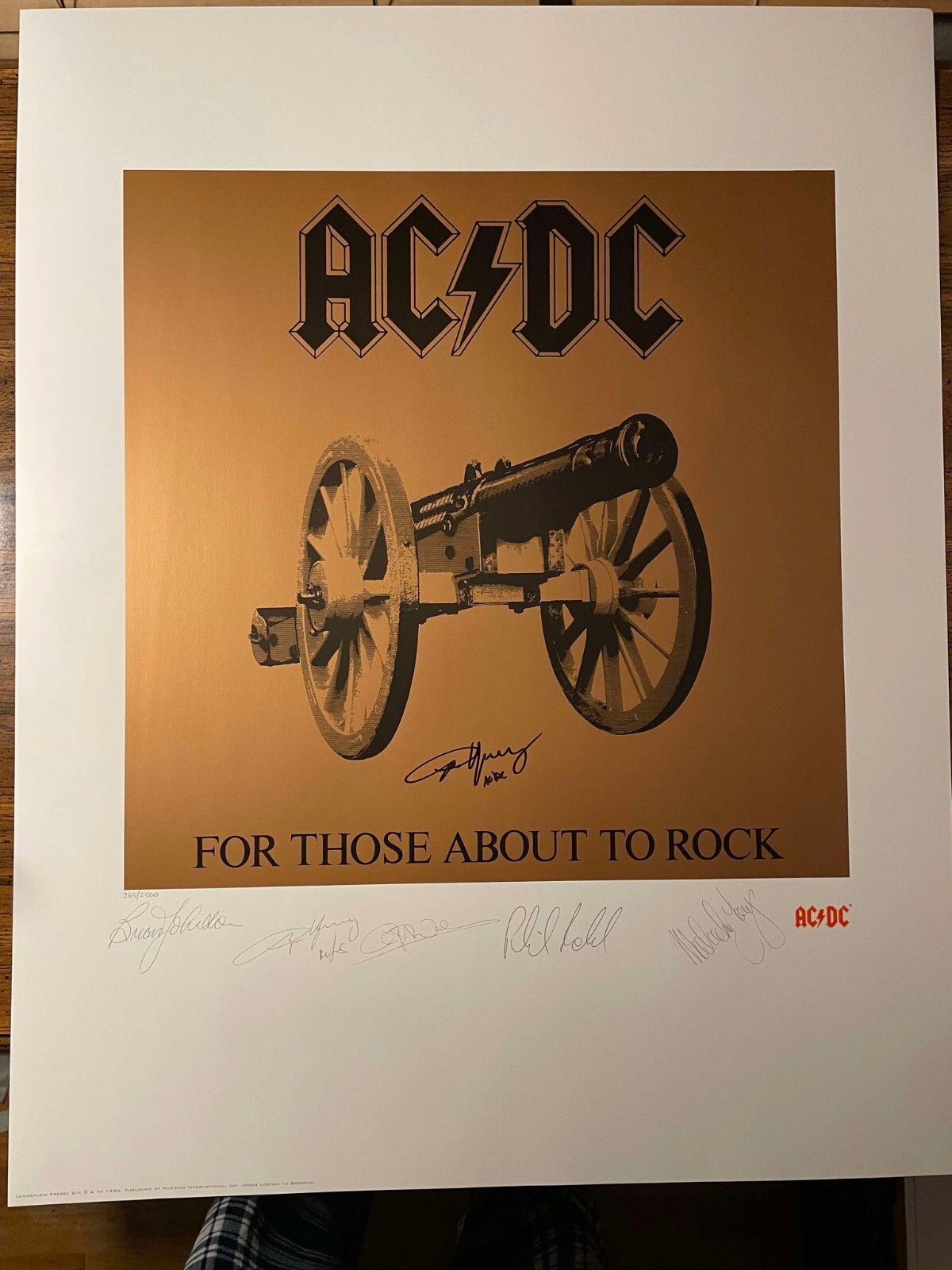 ACDC Hand Signed Angus Young Poster For Those About To Rock Lithograph Official