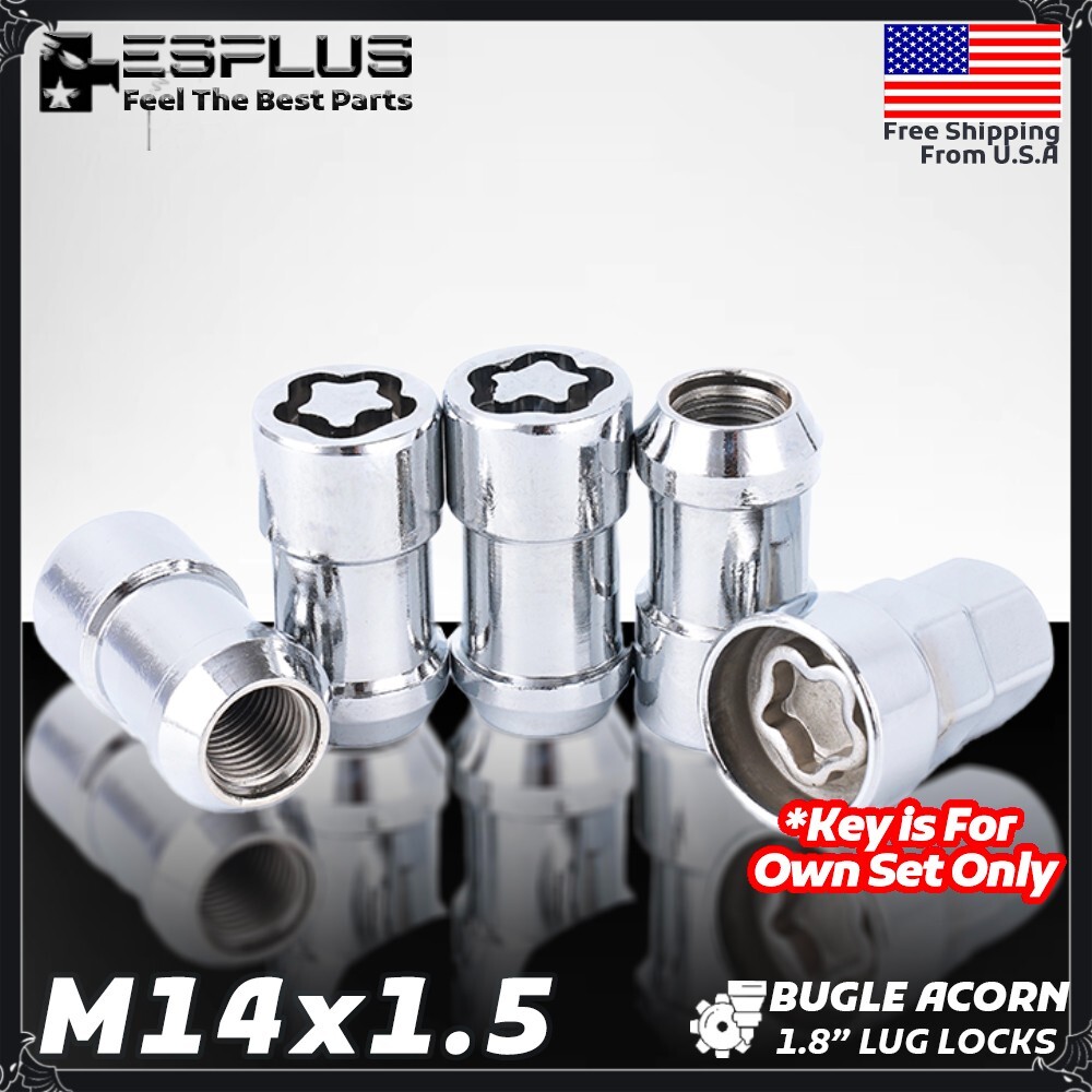 4 Pc Ram Wheel Lock W Key M14x1.5 Chrome Fit 2019-2026 Ram 1500 Aftermarket Rim