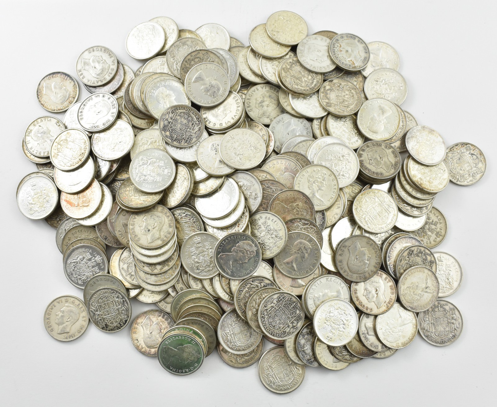 (20) $10 Face 80% Silver Canadian Canada Half Dollars Roll Bullion Lot (20) $10 Face 80% Silver Canadian Canada Half Dollars Roll Bullion Lot