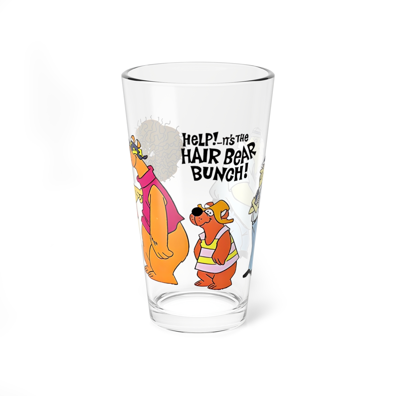 Help... It's the Hair Bear Bunch Mixing Glass, 16oz, 70s Cartoons