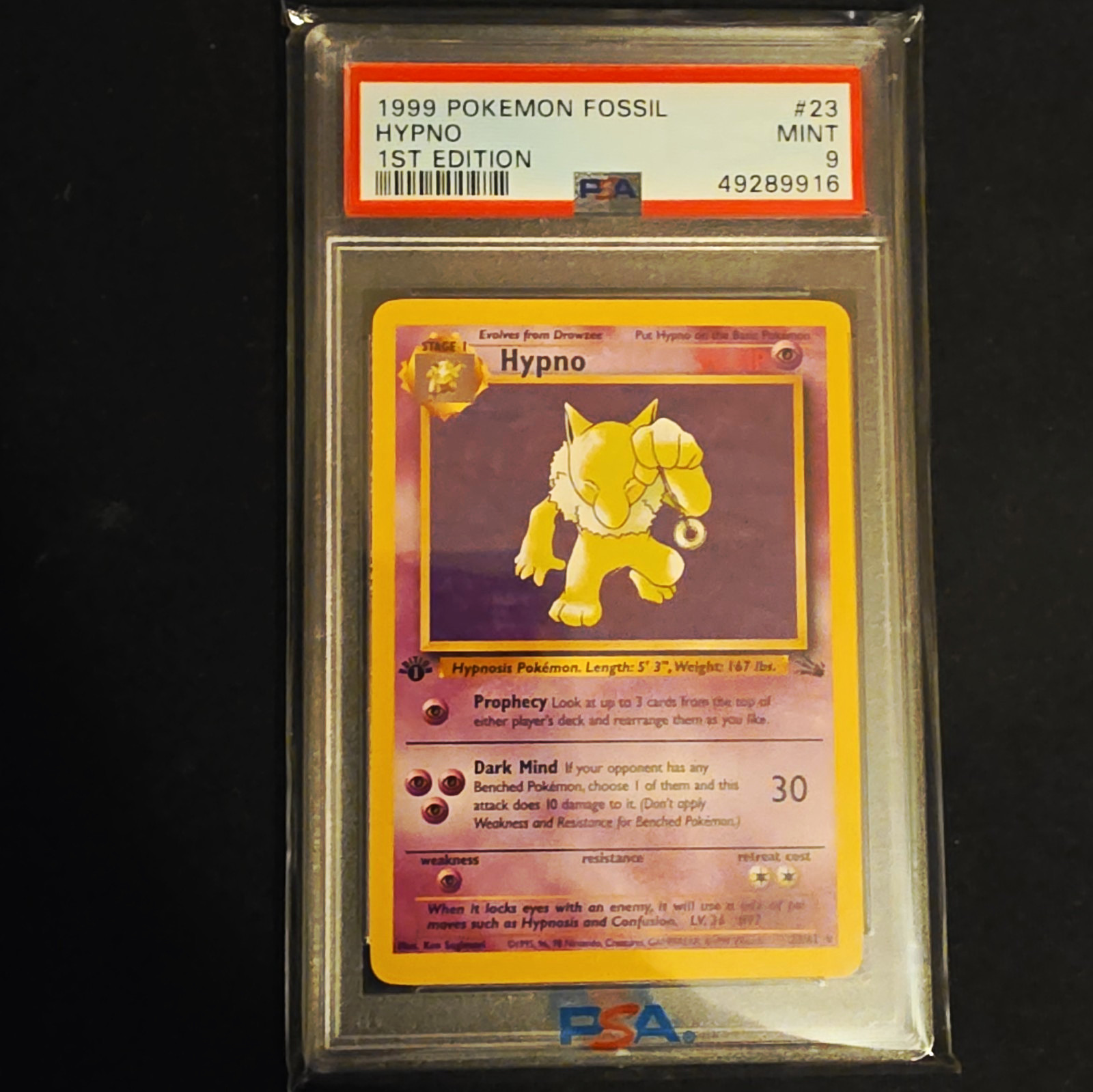 1999 Pokemon Fossil Hypno 1st Edition #23/62