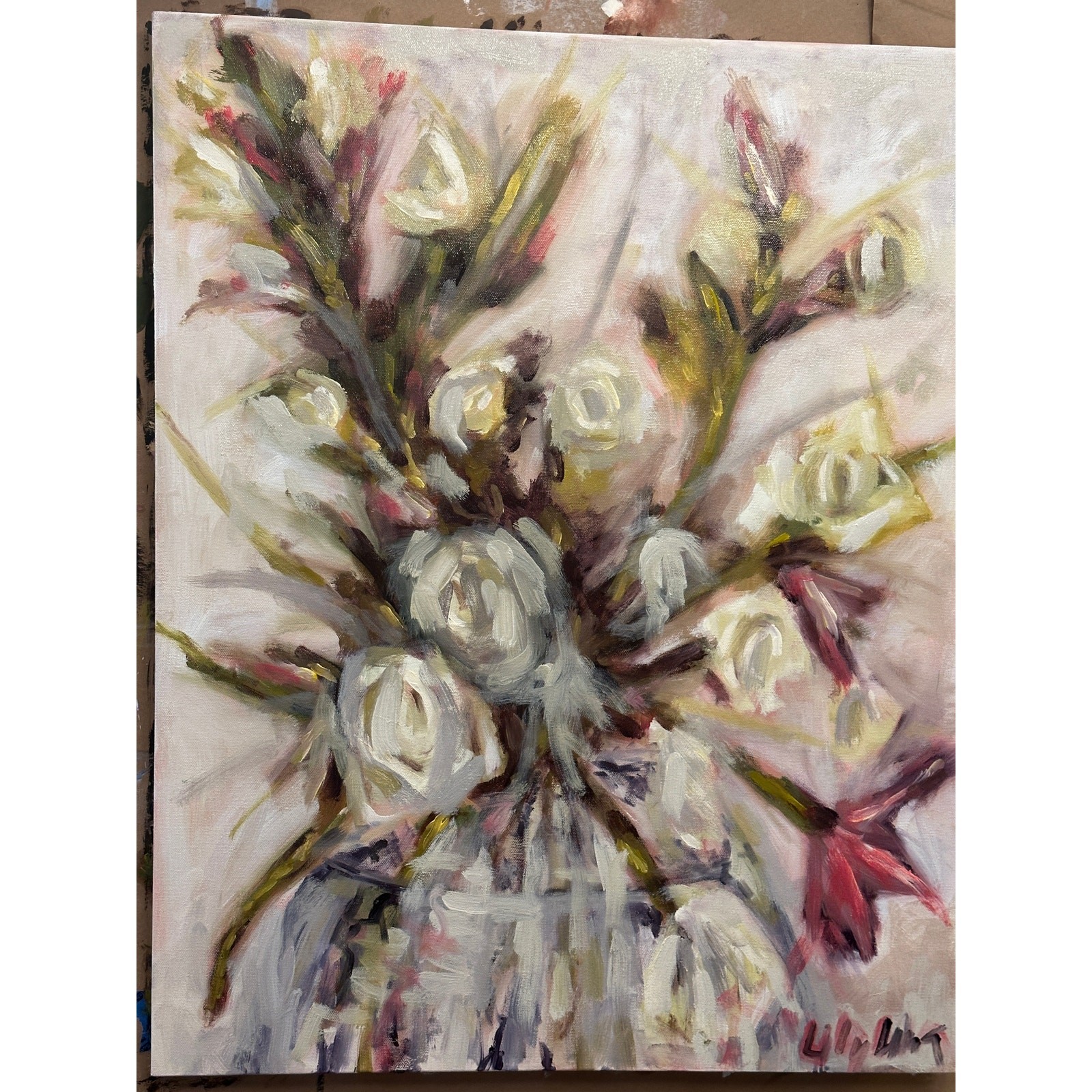 Original Floral Oil Painting on Canvas-Abstract Wildflower Bouquet-Lily Lima Original Floral Oil Painting on Canvas-Abstract Wildflower Bouquet-Lily Lima