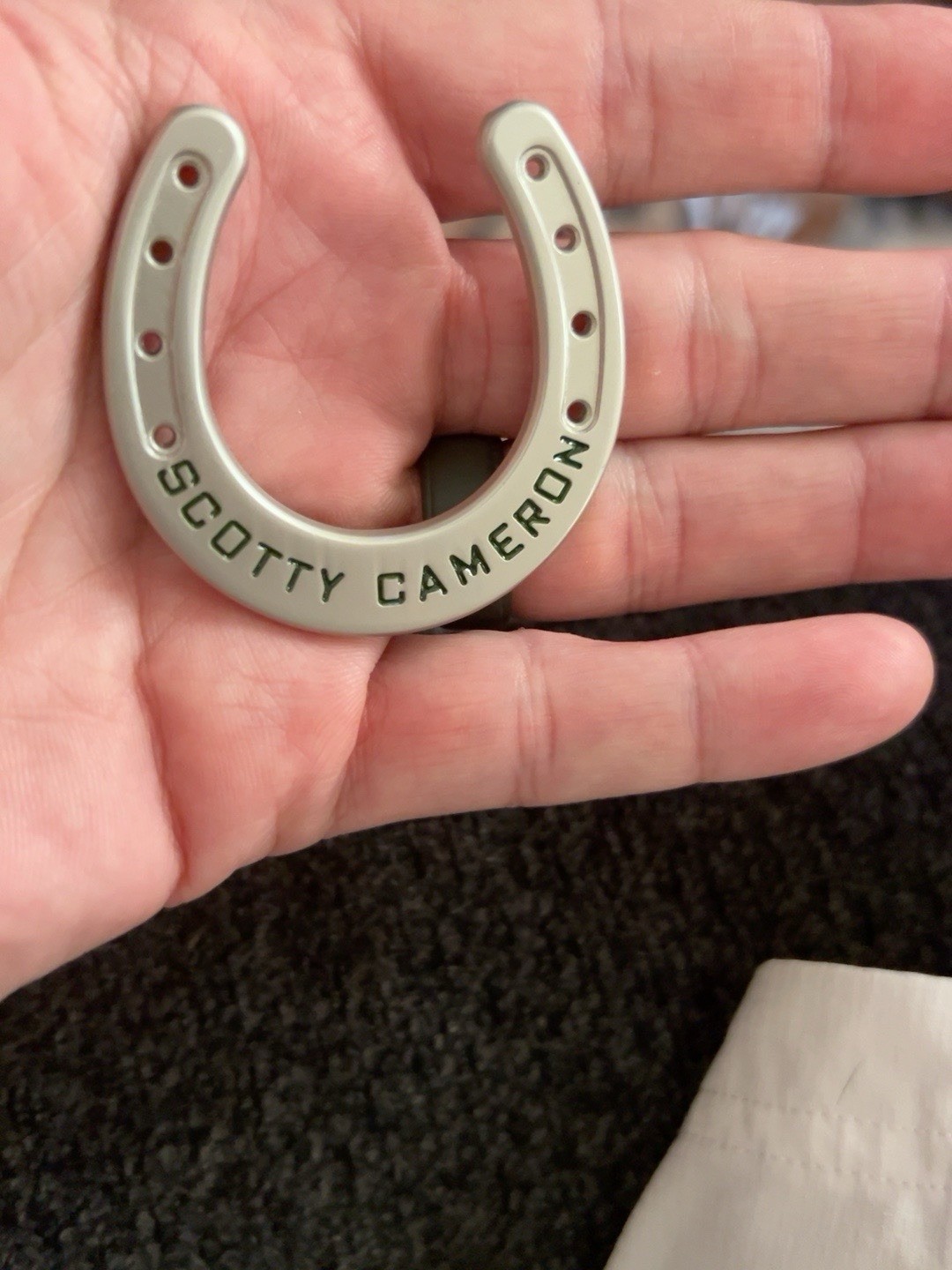 Scotty Cameron Feeling Lucky Horseshoe Metal Golf Ball Marker Silver Green