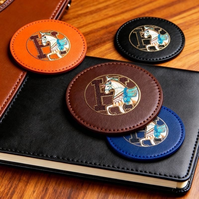 Hermès Leather Coaster Set (4 PCS) Horse Design Premium Table Drink Coasters