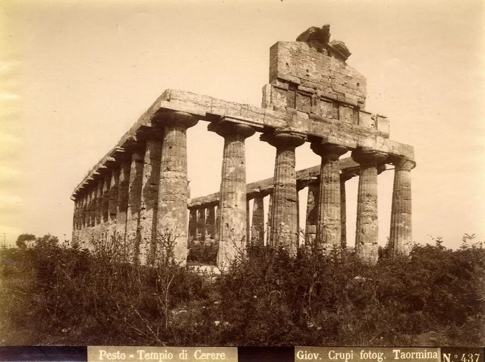 Giovanni Crupi Paestum Temple of Ceres Large Vintage Albumen Photo 1890c L1001 Giovanni Crupi Paestum Temple of Ceres Large Vintage Albumen Photo 1890c L1001