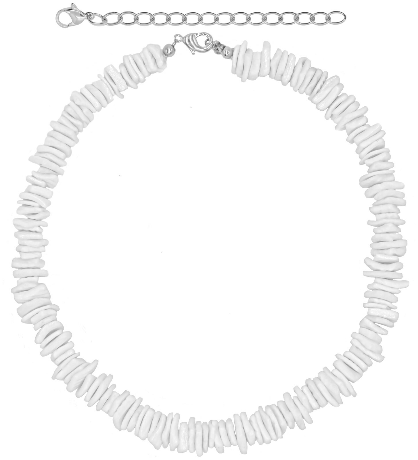 White Puka Shell Neckace - Hawaiian Style Clam Chip Surfer Necklace