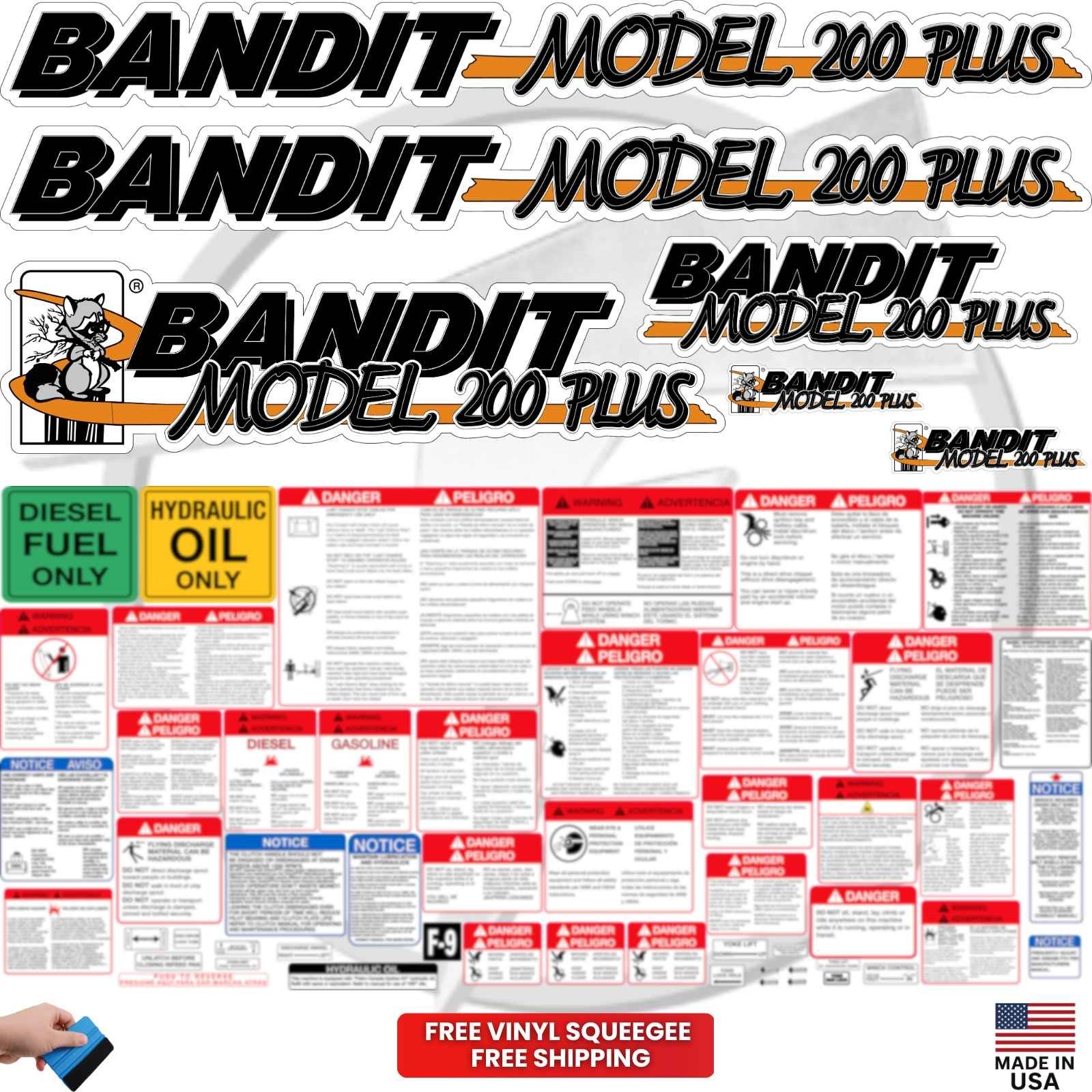 Fits Brush Bandit Wood Chipper Model 200 PLUS Decal Kit - 