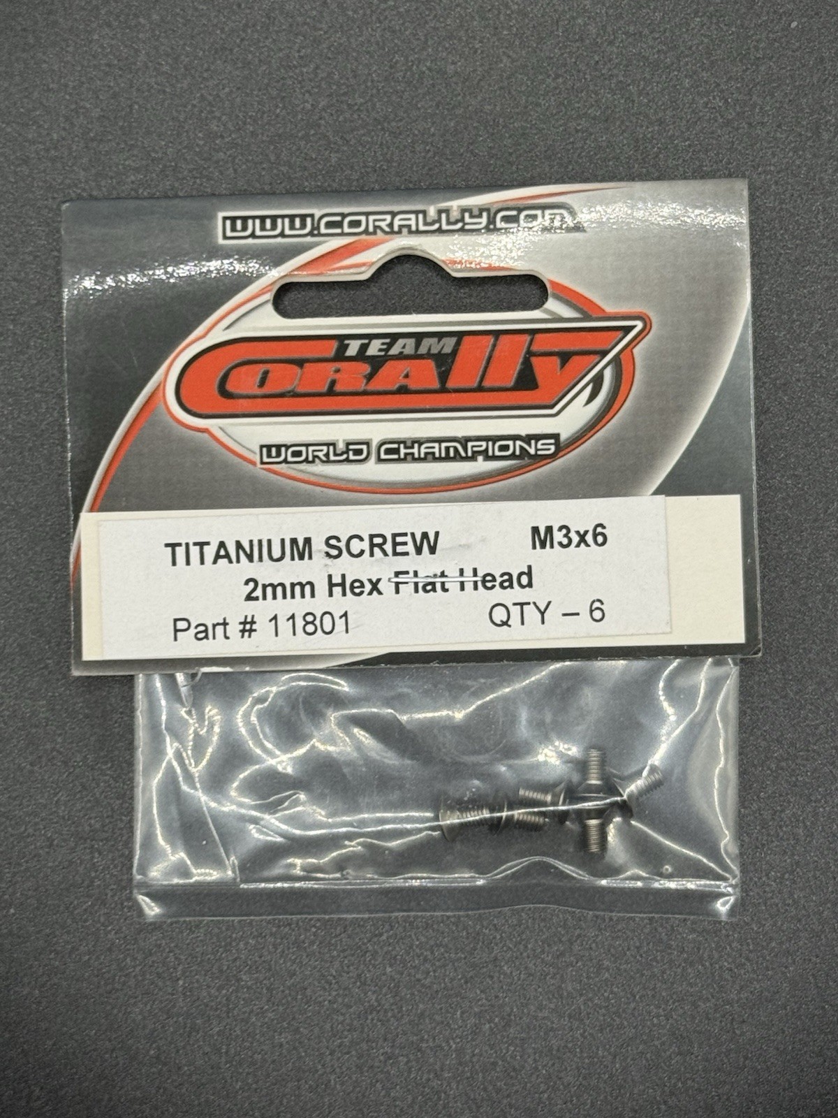 Team Corally 11801 Titanium M3x6 2mm Hex Flat Head Screws Qty 6 RC Hardware