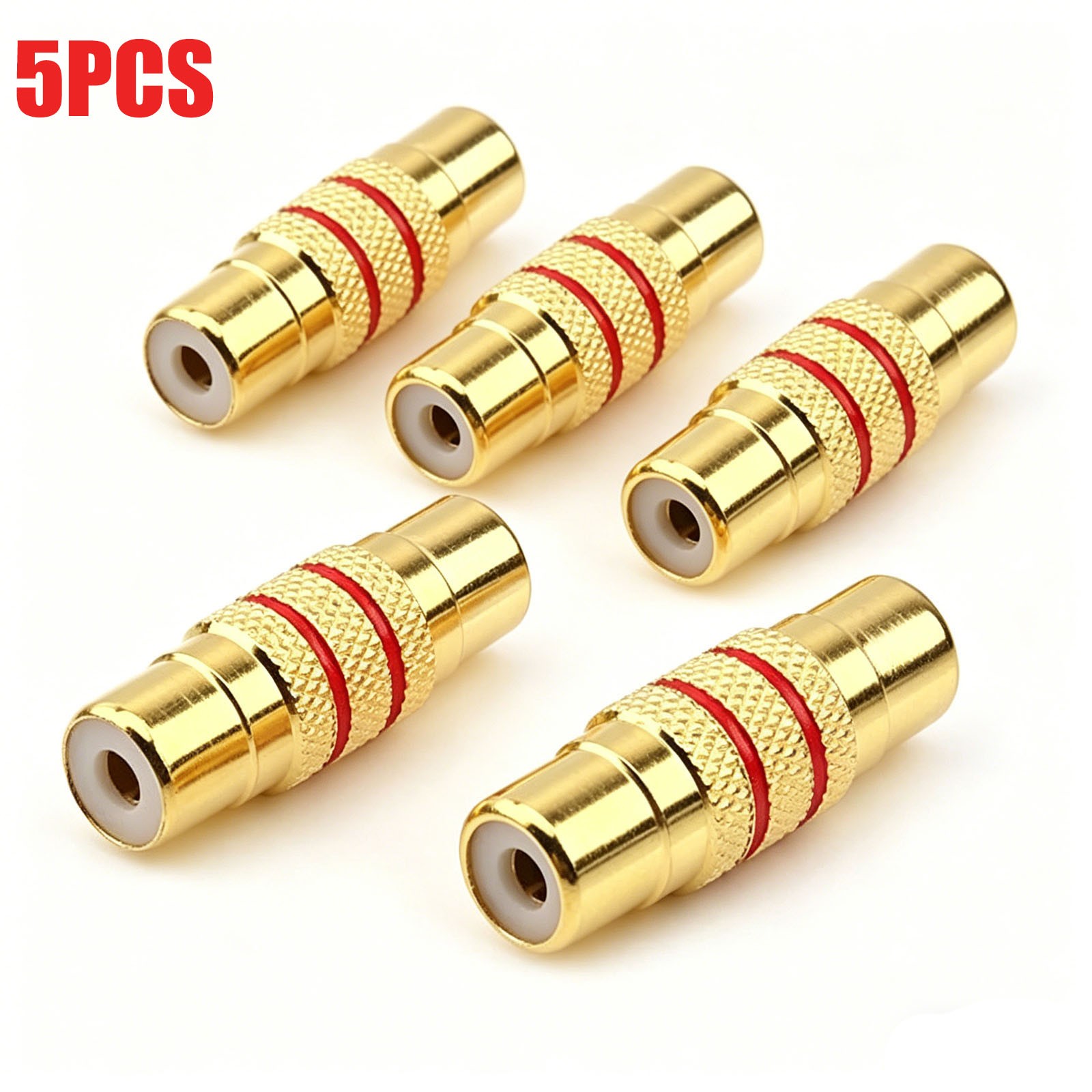 5Pcs Gold Plated RCA Audio Video Female to Female Jack Coupler Adapter Connector 5Pcs Gold Plated RCA Audio Video Female to Female Jack Coupler Adapter Connector