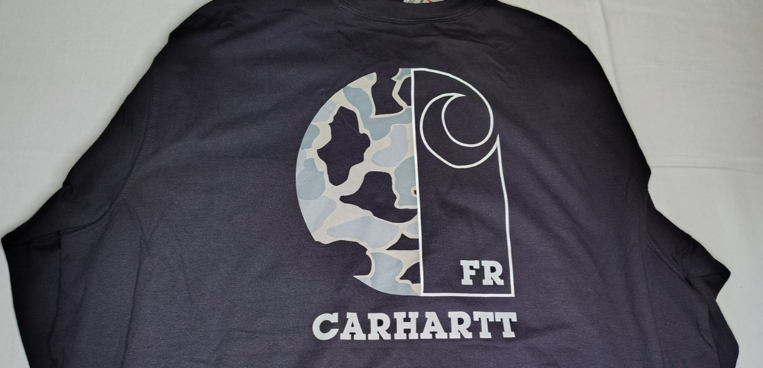 $80 NWT Carhartt FR Force Long Sleeve Work Shirt Mens XL Black Camo C Logo CAT 2