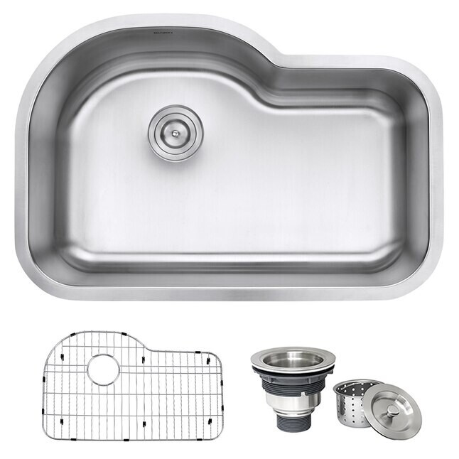 Ruvati Parmi Undermount Brushed Stainless Steel Single Bowl Kitchen Sinks