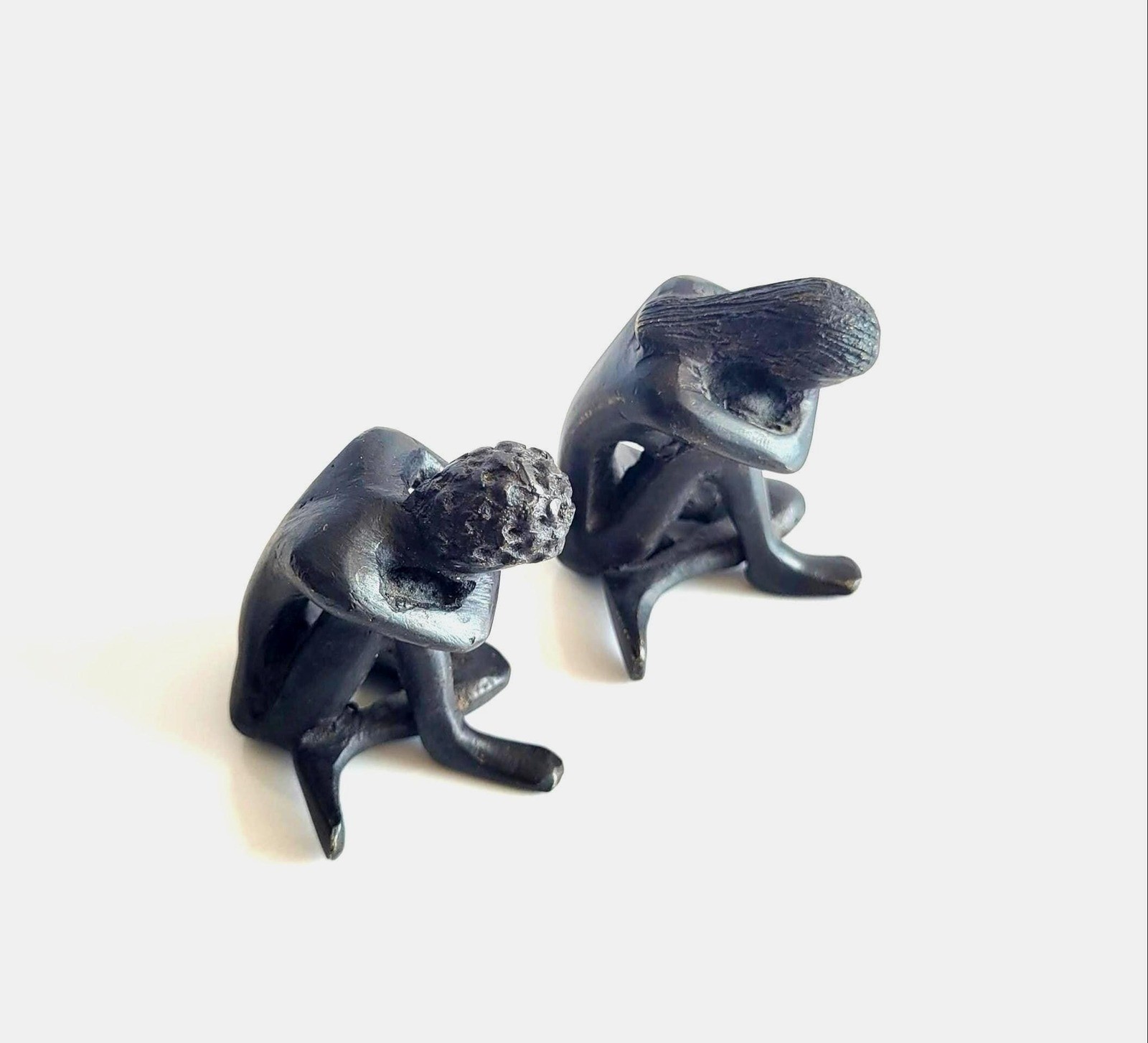 Vintage Iron Thinker Brutalist Sculptures, Mid-Century Minimalist Paperweights Vintage Iron Thinker Brutalist Sculptures, Mid-Century Minimalist Paperweights