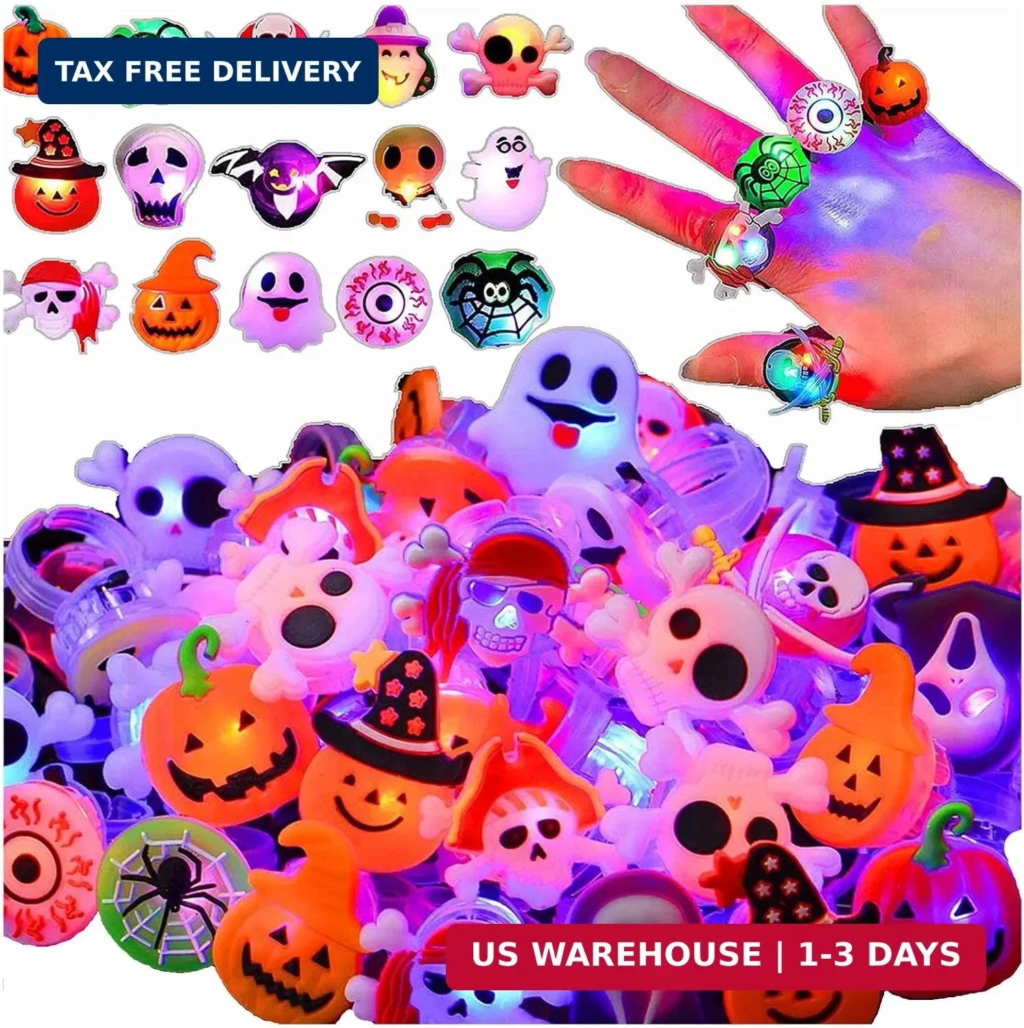 Halloween Light Up Rings 50Pcs Halloween Party Favors for kid Light Up Treat Glo Halloween Light Up Rings 50Pcs Halloween Party Favors for kid Light Up Treat Glo