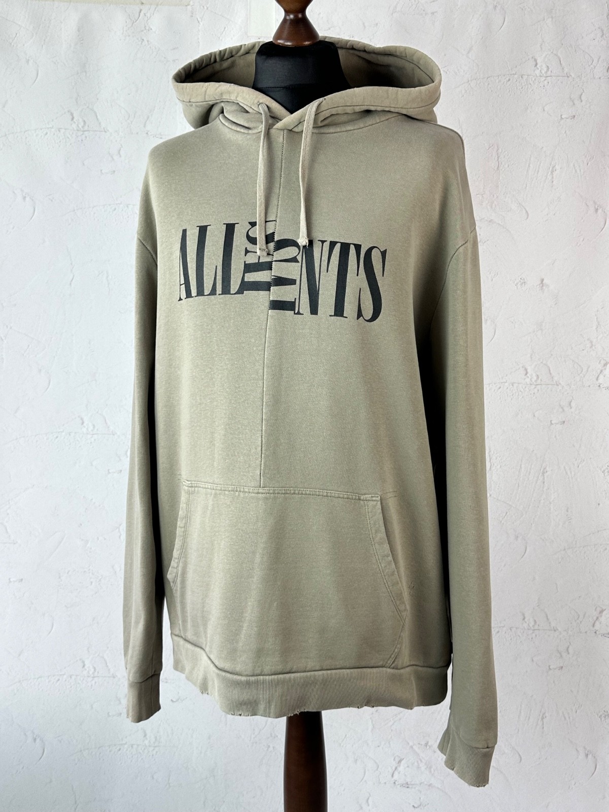 Allsaints Drawstring Khaki Big Logo Nico Oth Long Sleeve Hoodie Size XL