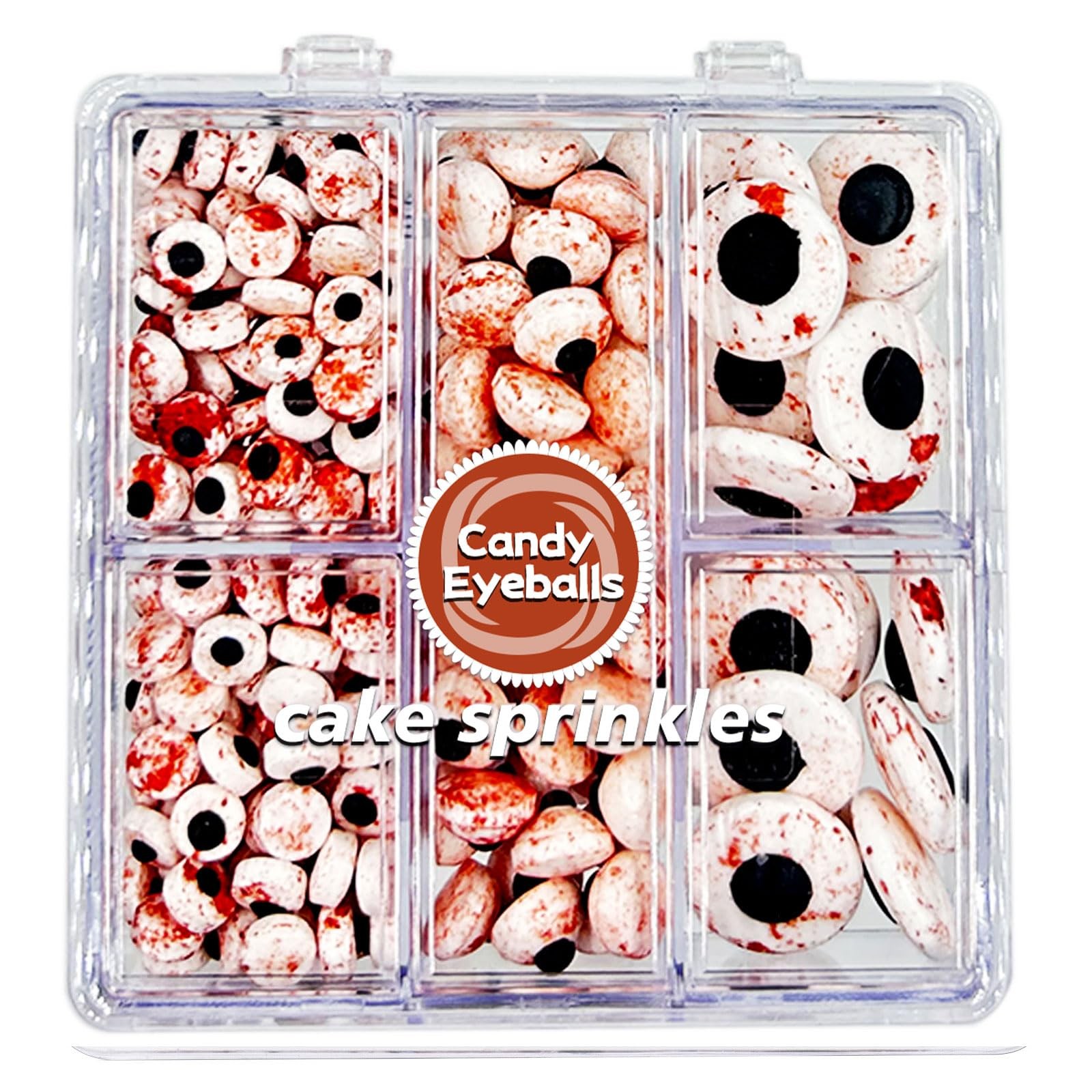Halloween Sprinkles Edible Candy Eyeballs for Cake Decorating, 3 Sizes Bloody...