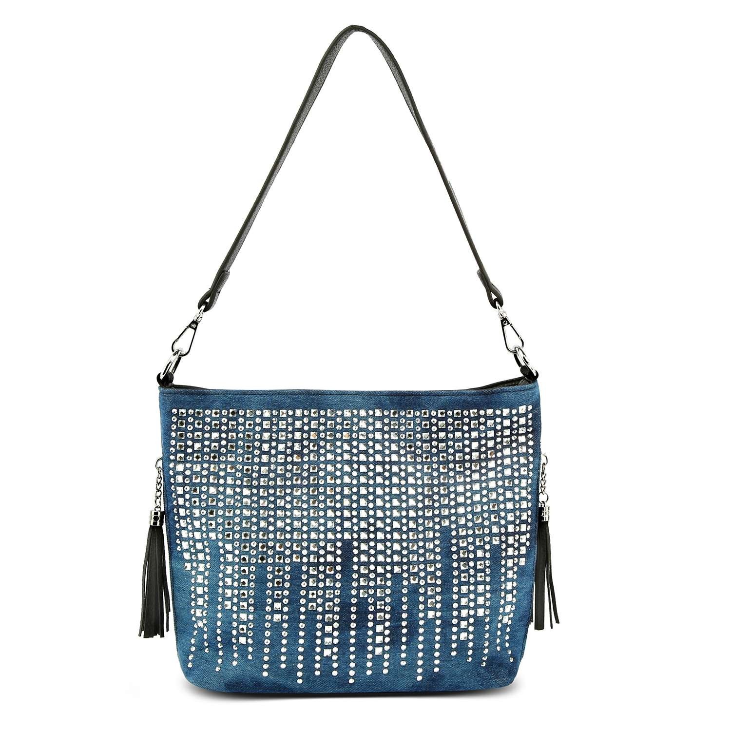 New Waterfall Rhinestone Hobo Crossbody, Purse, Handbag, 