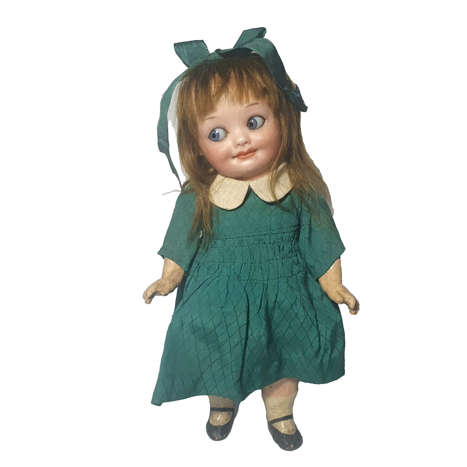 Rare Antique 9” A.M. 323 Googly Eyes Bisque Head Doll w/Original Dress - Germany Rare Antique 9” A.M. 323 Googly Eyes Bisque Head Doll w/Original Dress - Germany