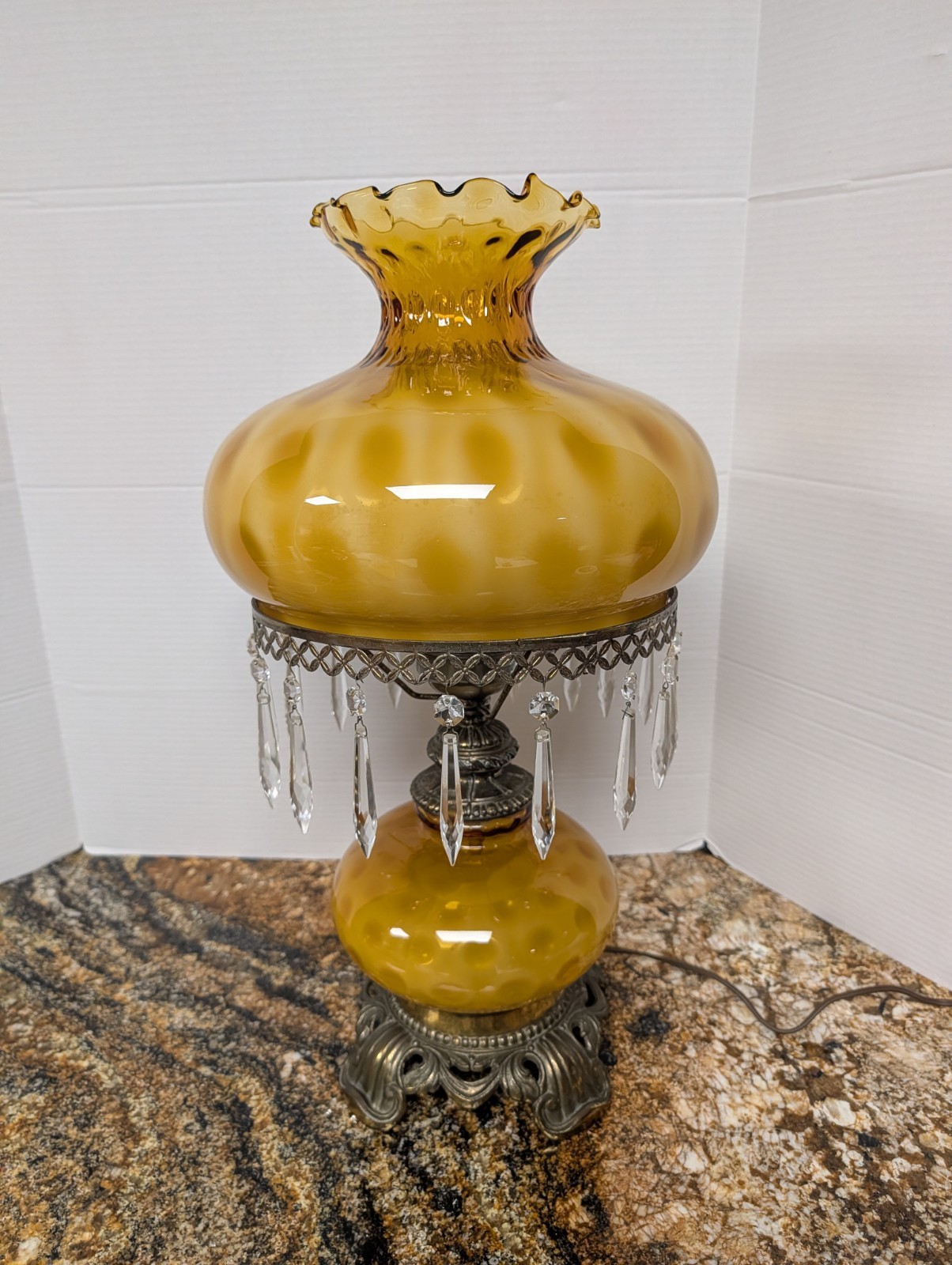 Antique Pre 1962 French Coin Dot Table Lamp Antique Pre 1962 French Coin Dot Table Lamp