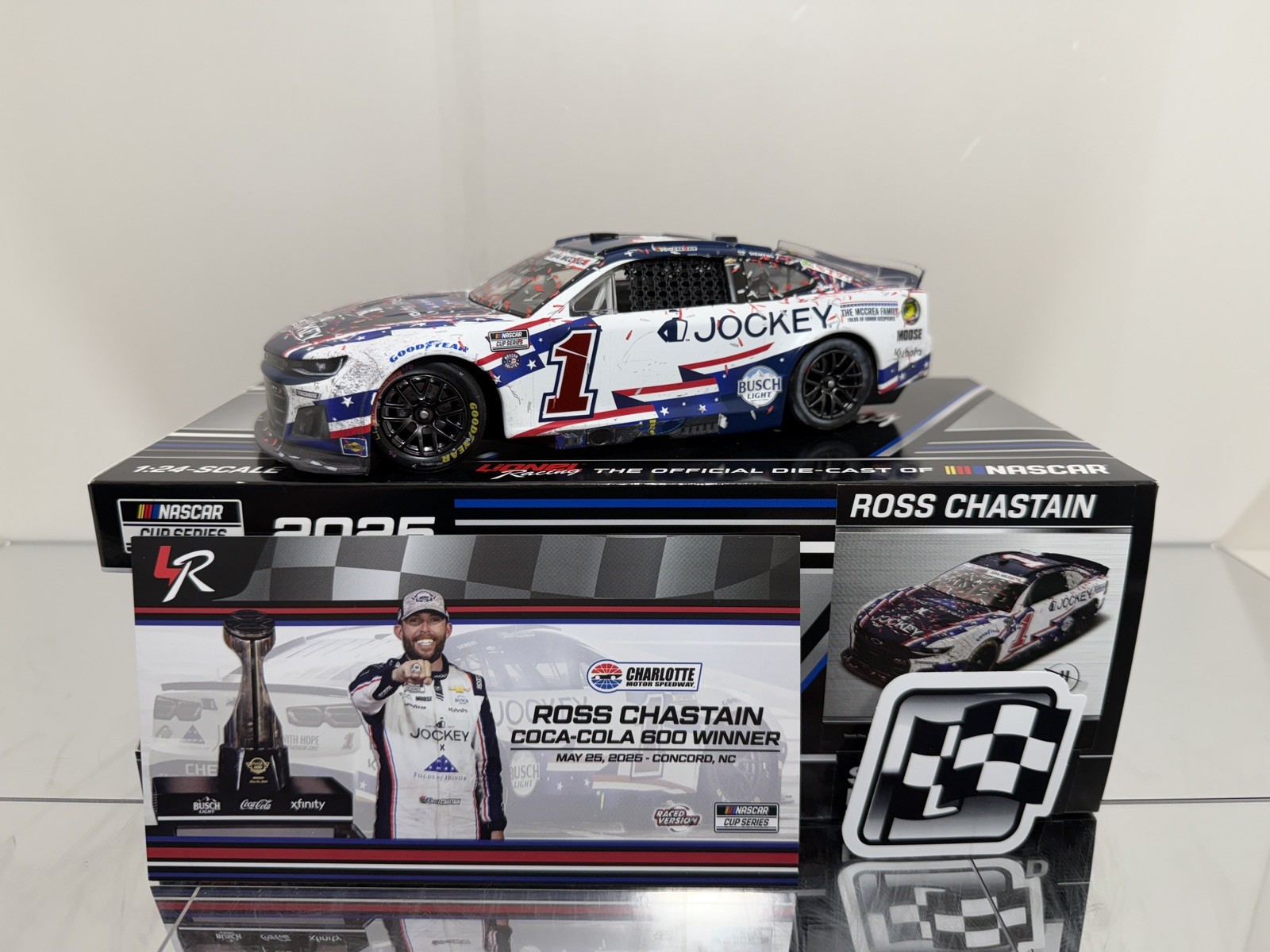 2025 Ross Chastain #1 Cocacola 600 Raced Version 1/24scale Diecast Lionel Racing 2025 Ross Chastain #1 Cocacola 600 Raced Version 1/24scale Diecast Lionel Racing