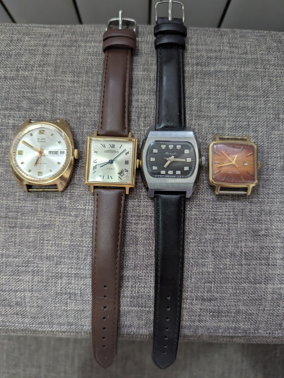 Set Watch USSR Raketa Baker Slava  Cornavin Gold Plated Export 80s